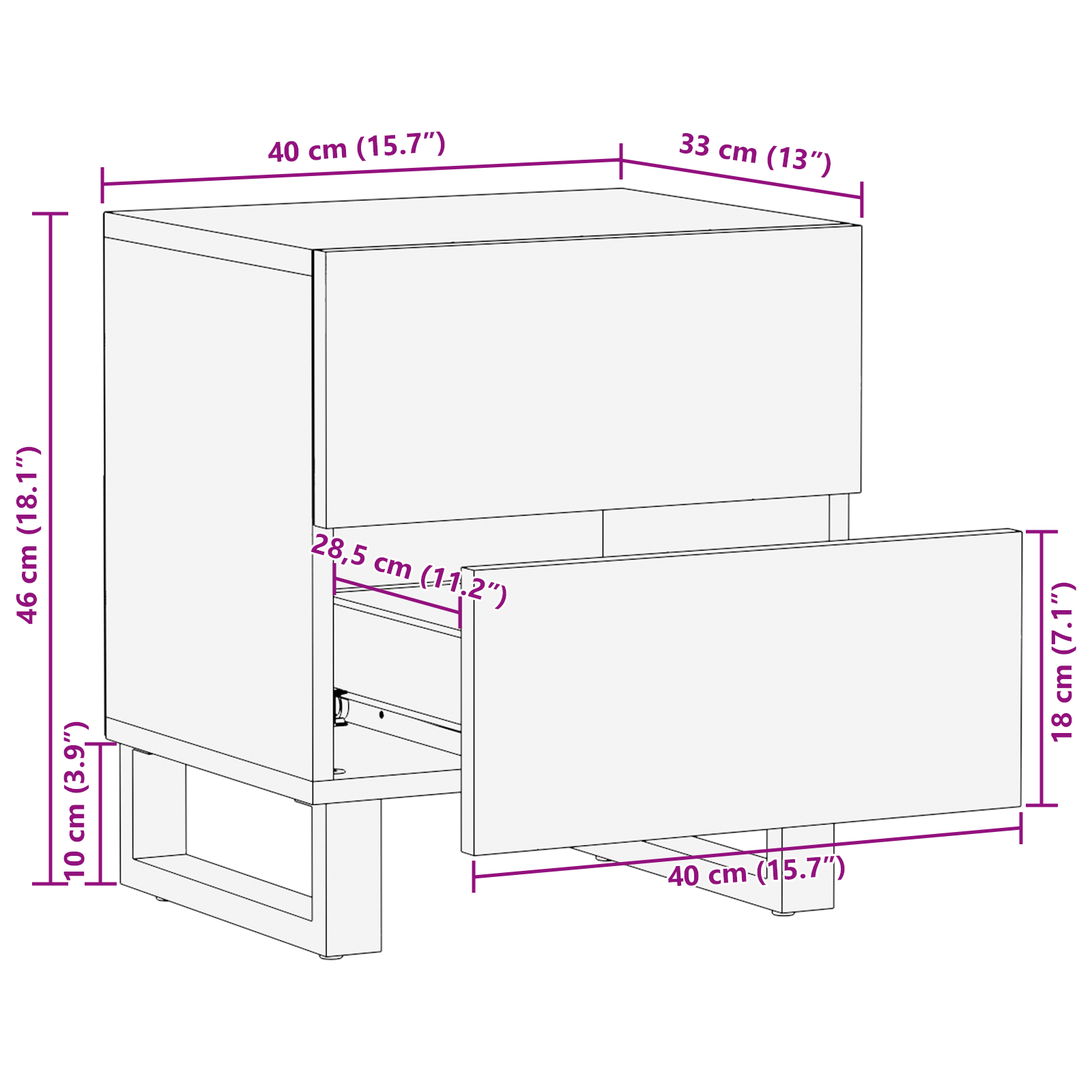 Bedside Cabinet 40x33.5x46 cm Solid Wood Mango and Engineered Wood - Image 10