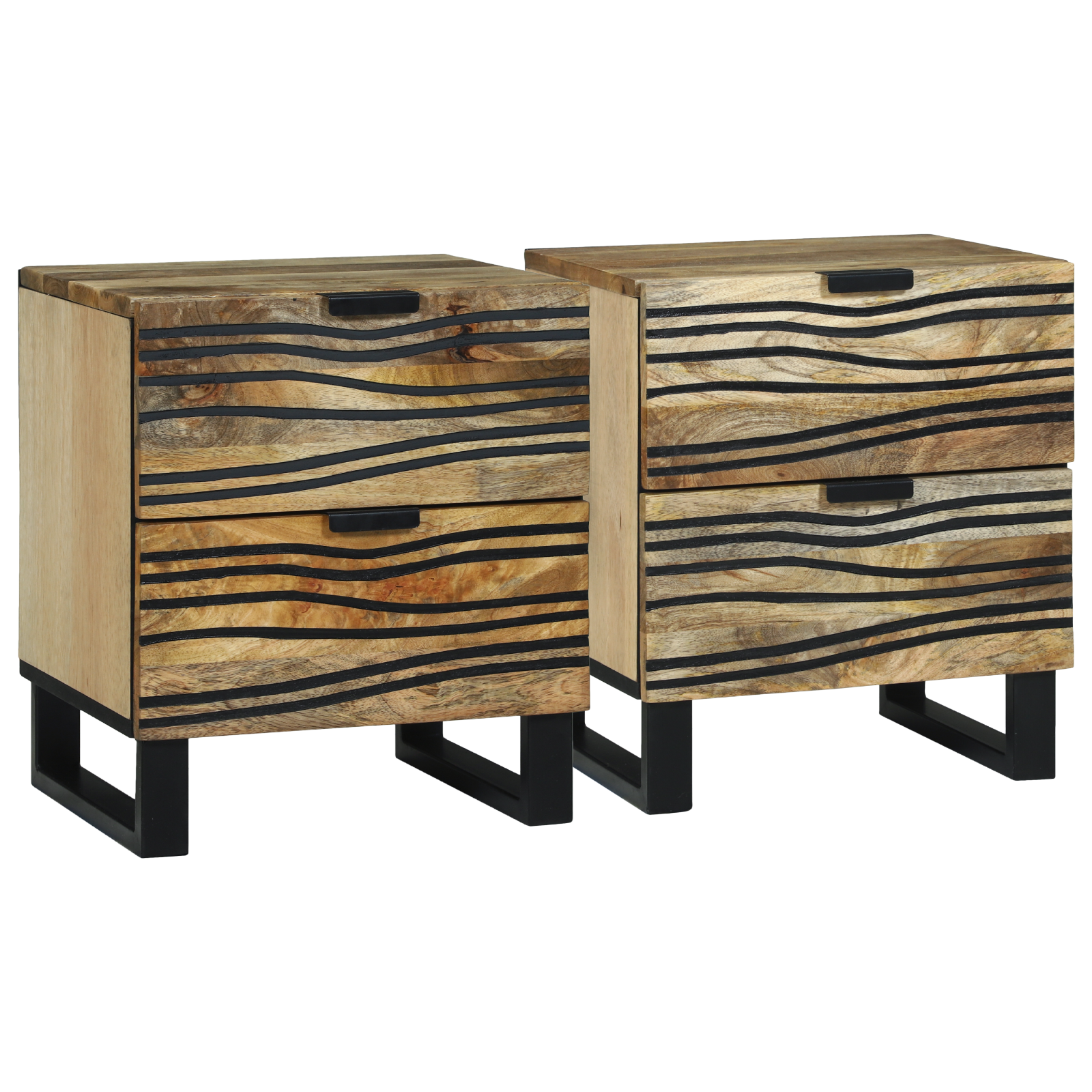 Nachtkastjes 2 stuks 40×33.5×46 cm Massief Hout Mangohout en Samengesteld Hout