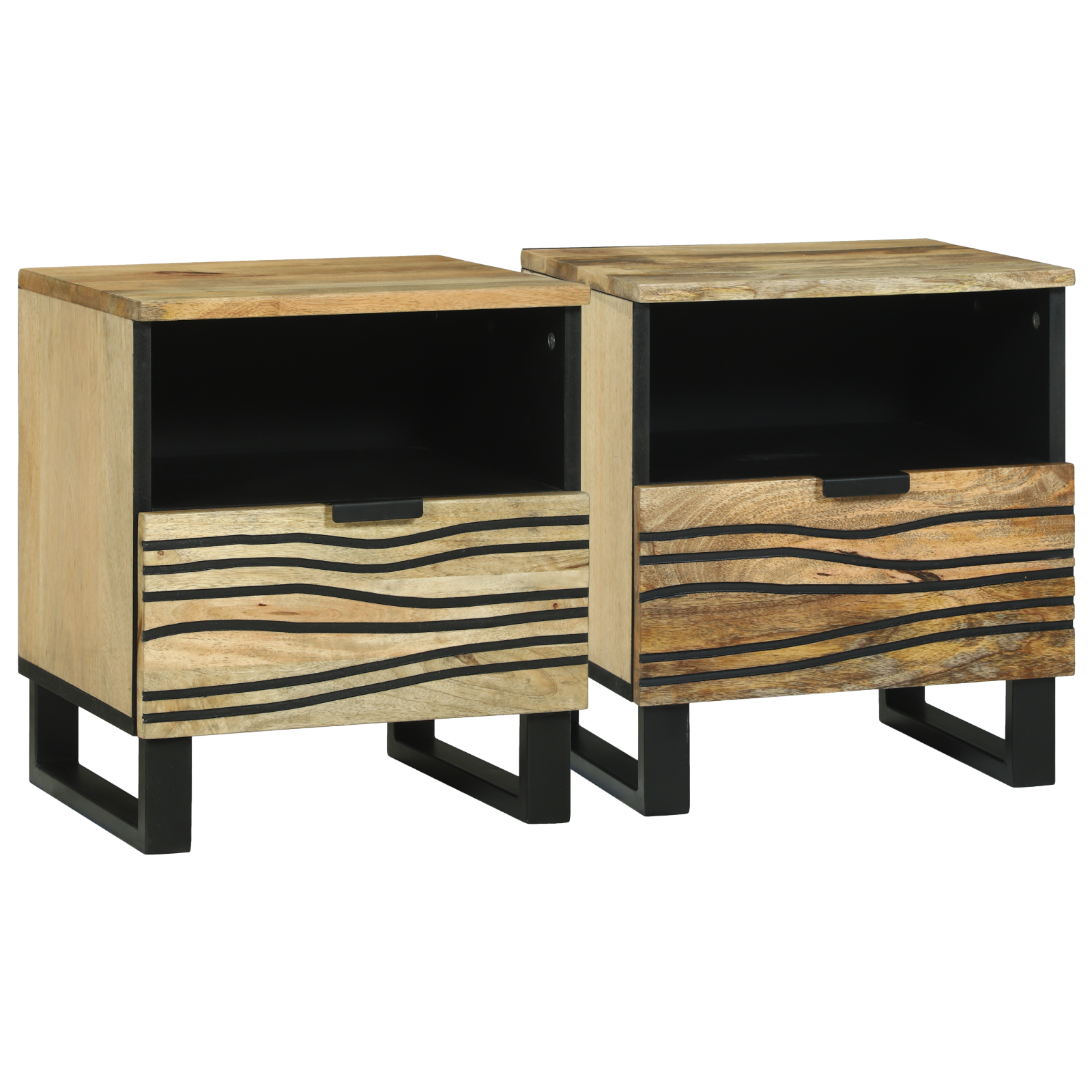 Nachtkasten 2 stuks 40x33x46 cm Massief Mango Hout