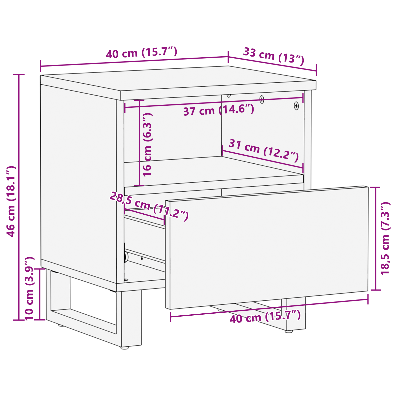 Bedside Cabinets 2 pcs 40x33x46 cm Solid Wood Mango - Image 11