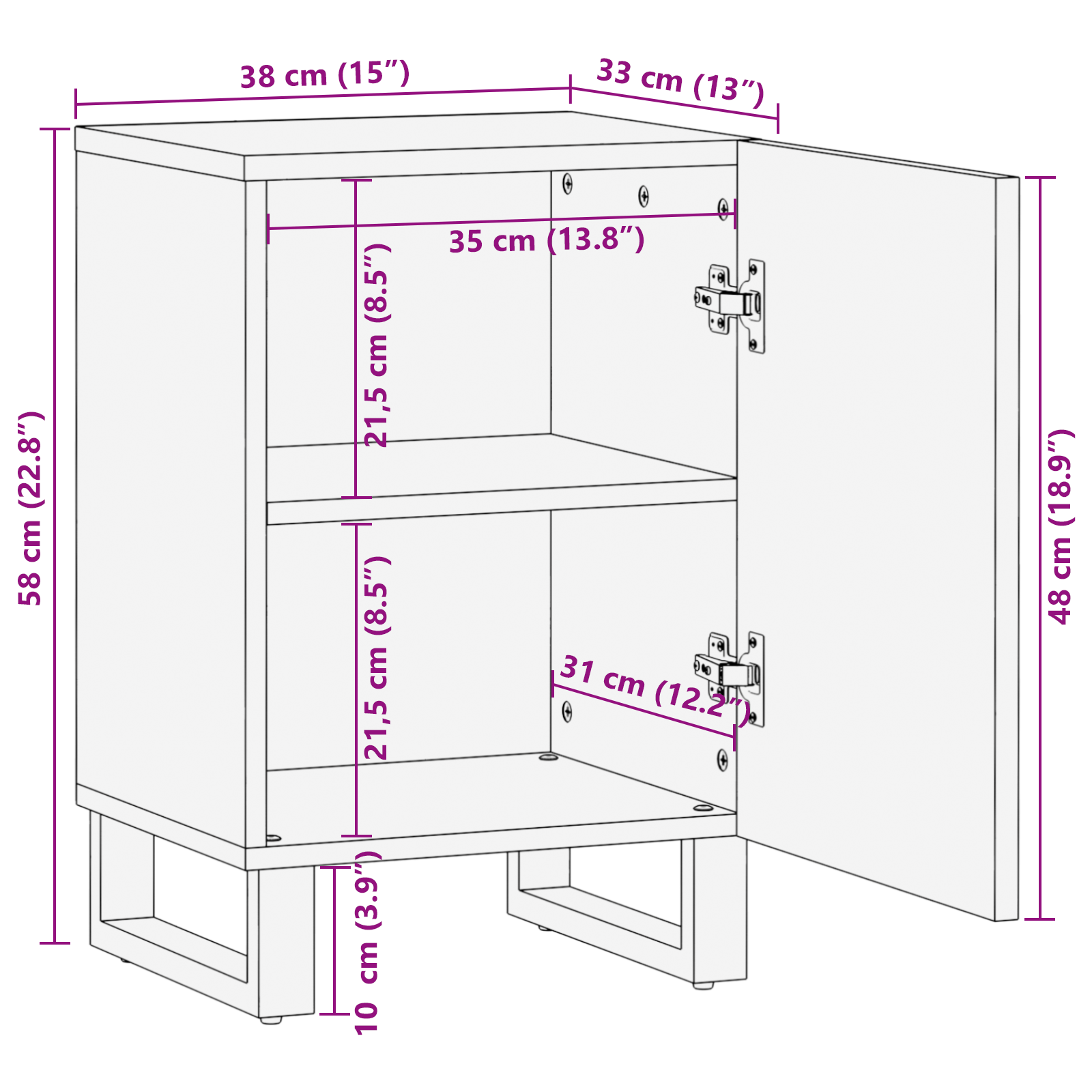 Bathroom Cabinet 38x33.5x58 cm Solid Wood Mango & Engineered Wood - Image 7