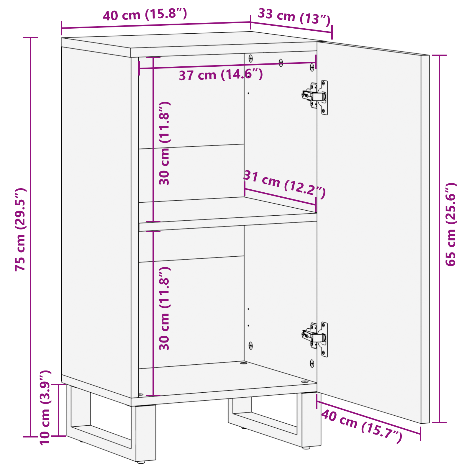 Sideboard 40x33.5x75 cm Solid Wood Mango - Image 10
