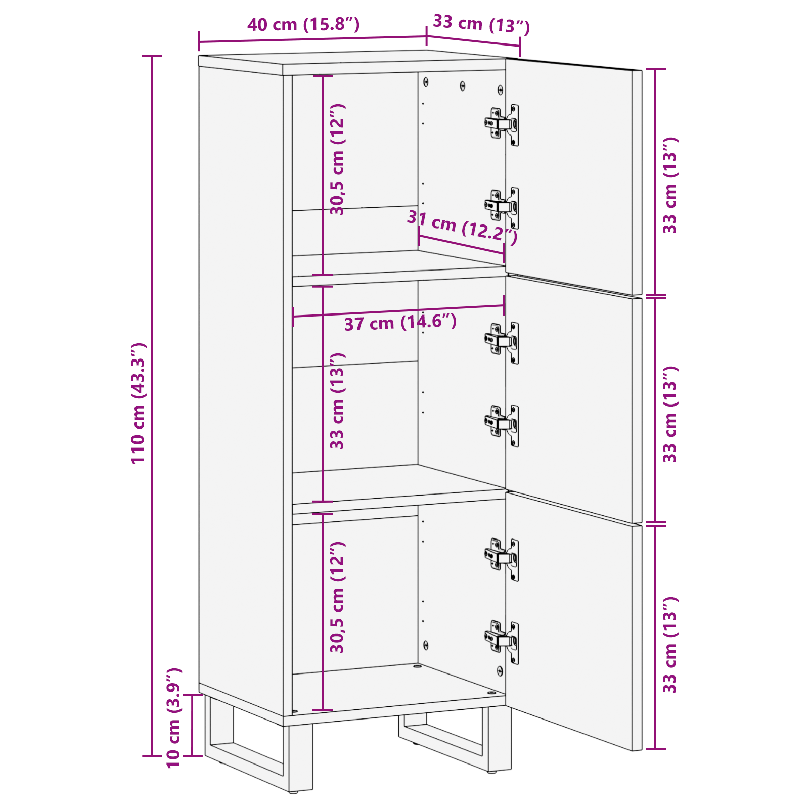 Highboard 40x33.5x110 cm Solid Wood Mango - Image 9
