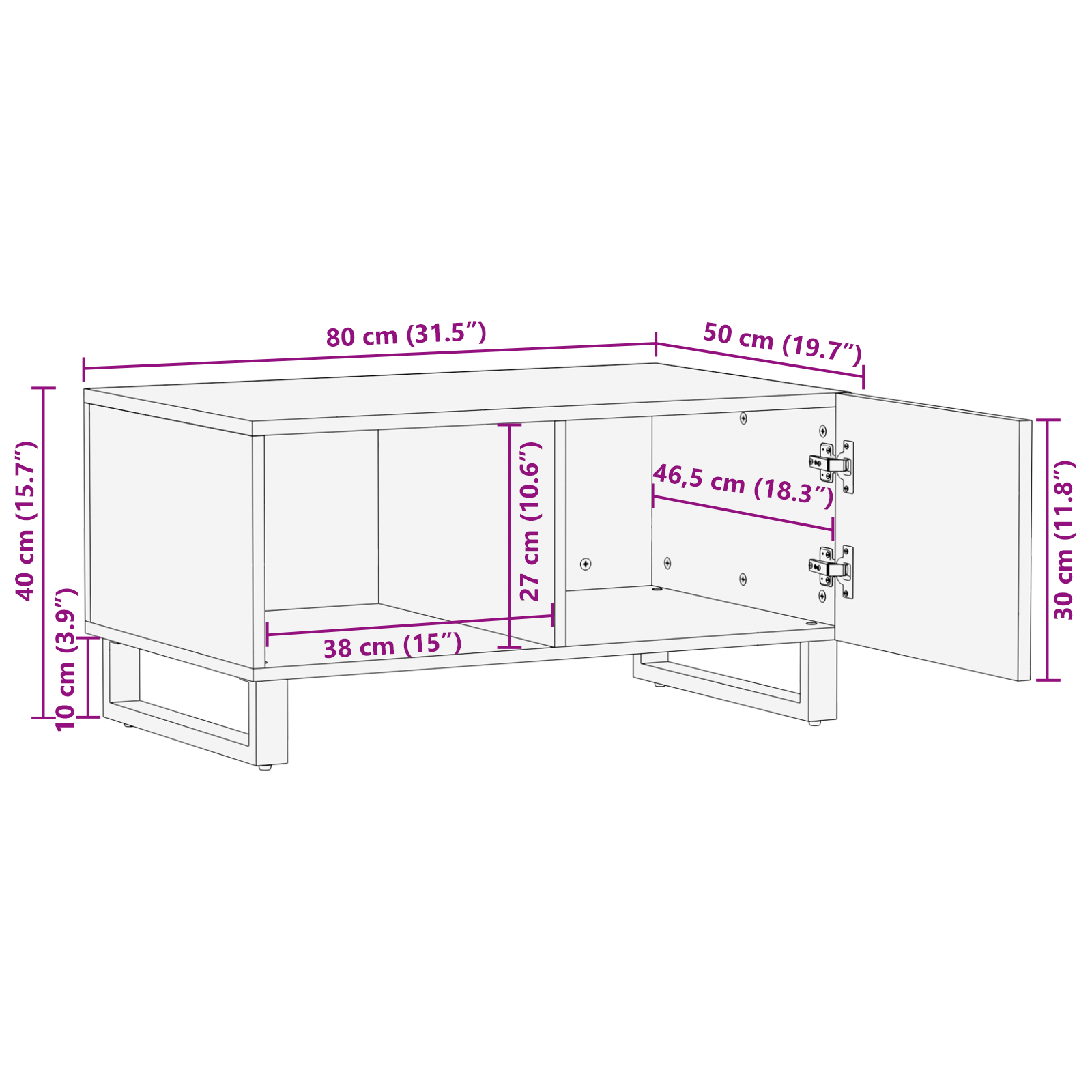 Coffee Table 80x50x40 cm Solid Wood Mango & Engineered Wood - Image 11