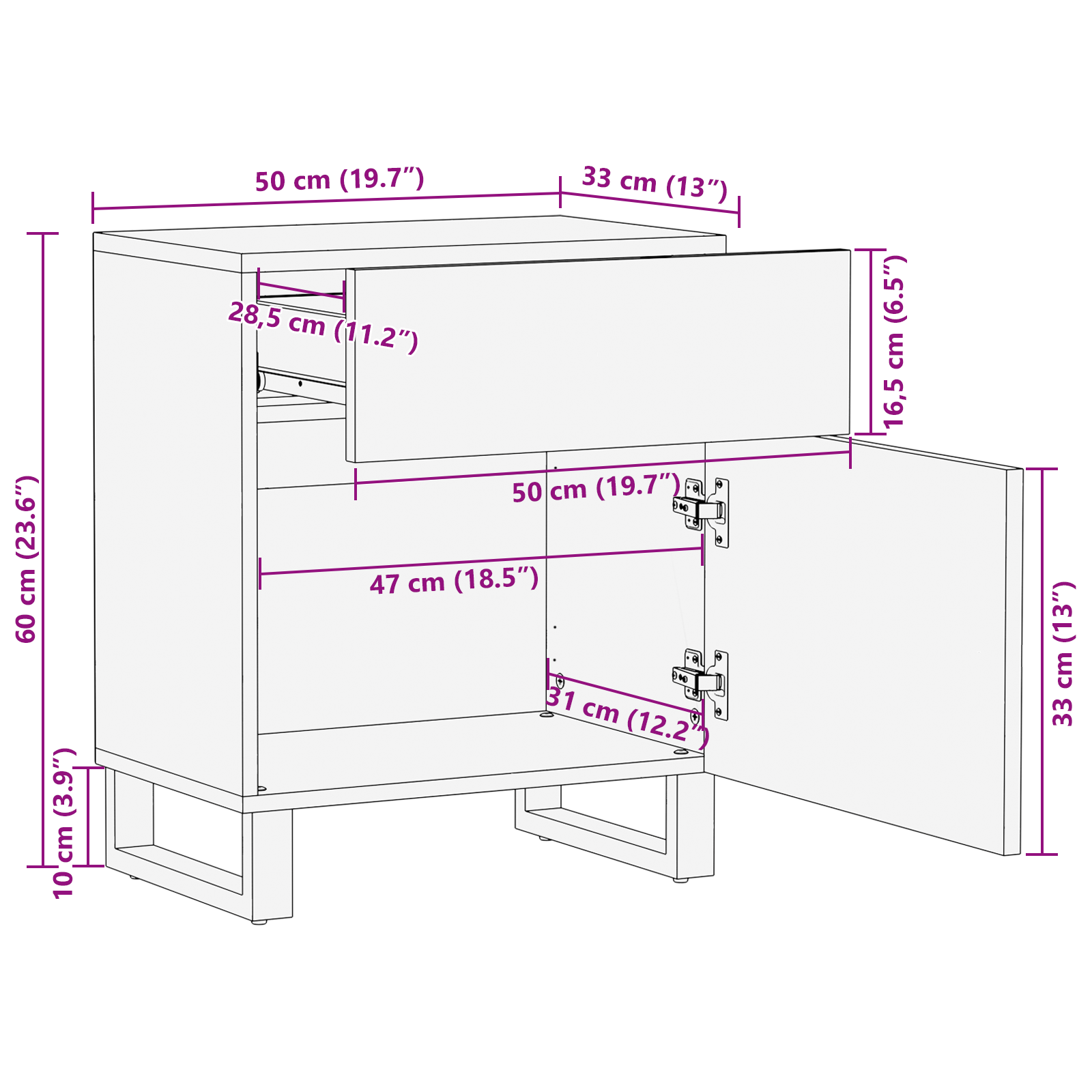 Bedside Cabinet 50x33x60 cm Solid Wood Walnut - Image 11