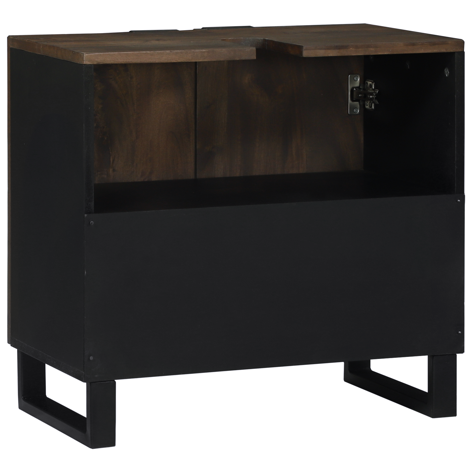 Sink Cabinet Walnut Solid Wood, Metal Medium Sleek Sink Cabinet - Image 5