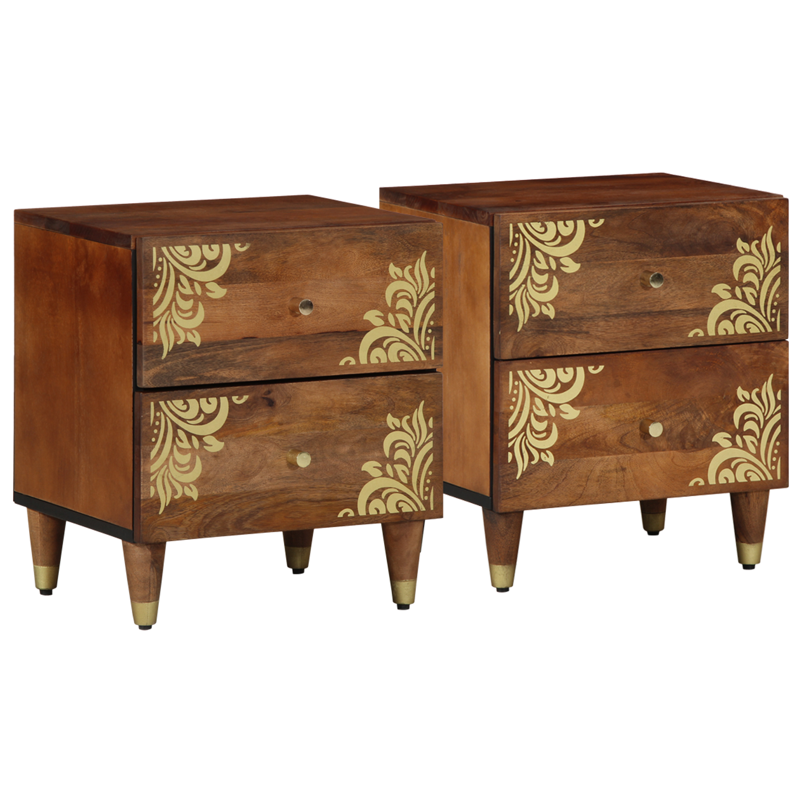 Nachtkastjes 2 stuks 40×33,5×46 cm Massief Mango Hout