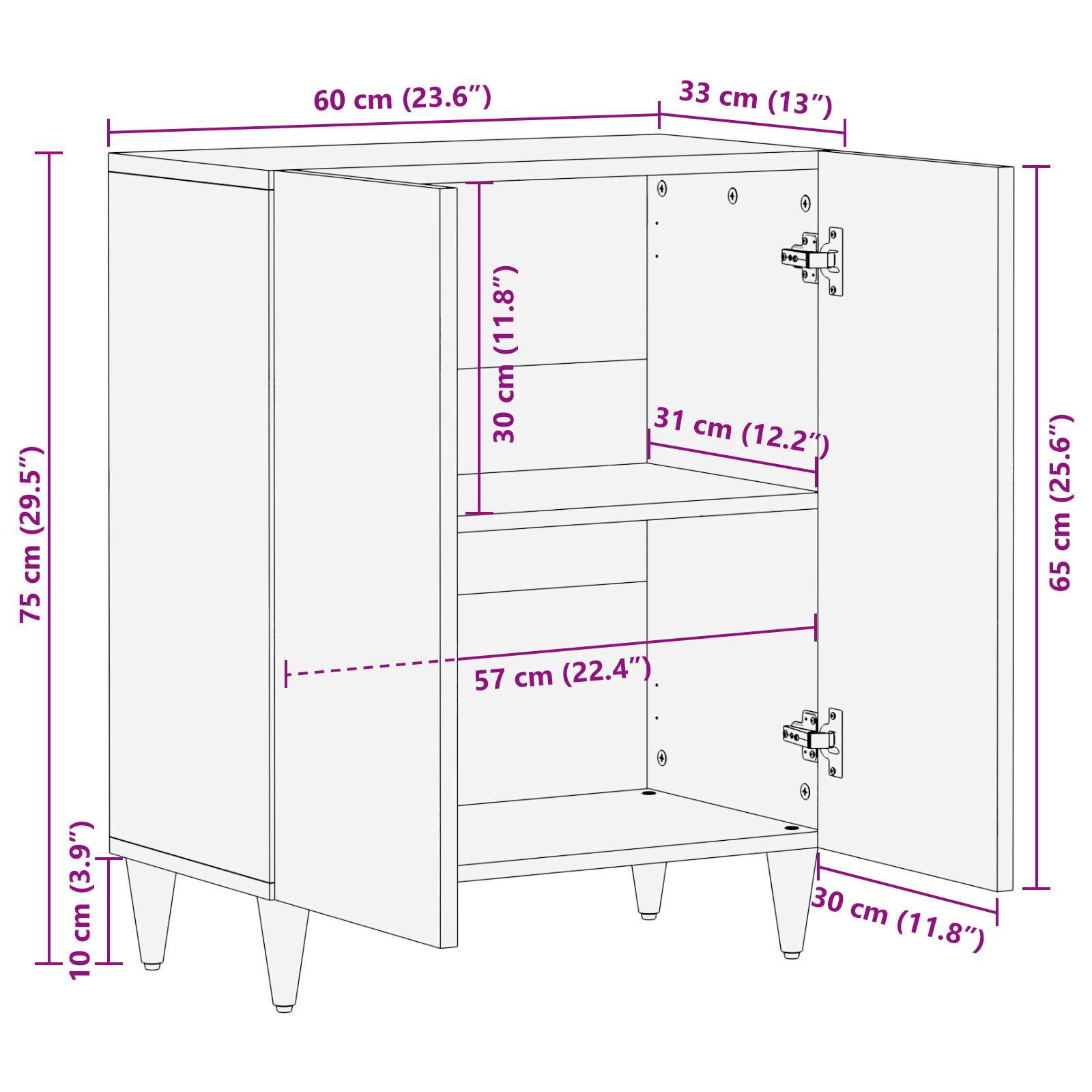 Komoda 60x33x75 cm Iš kieto mango medžio - Image 10