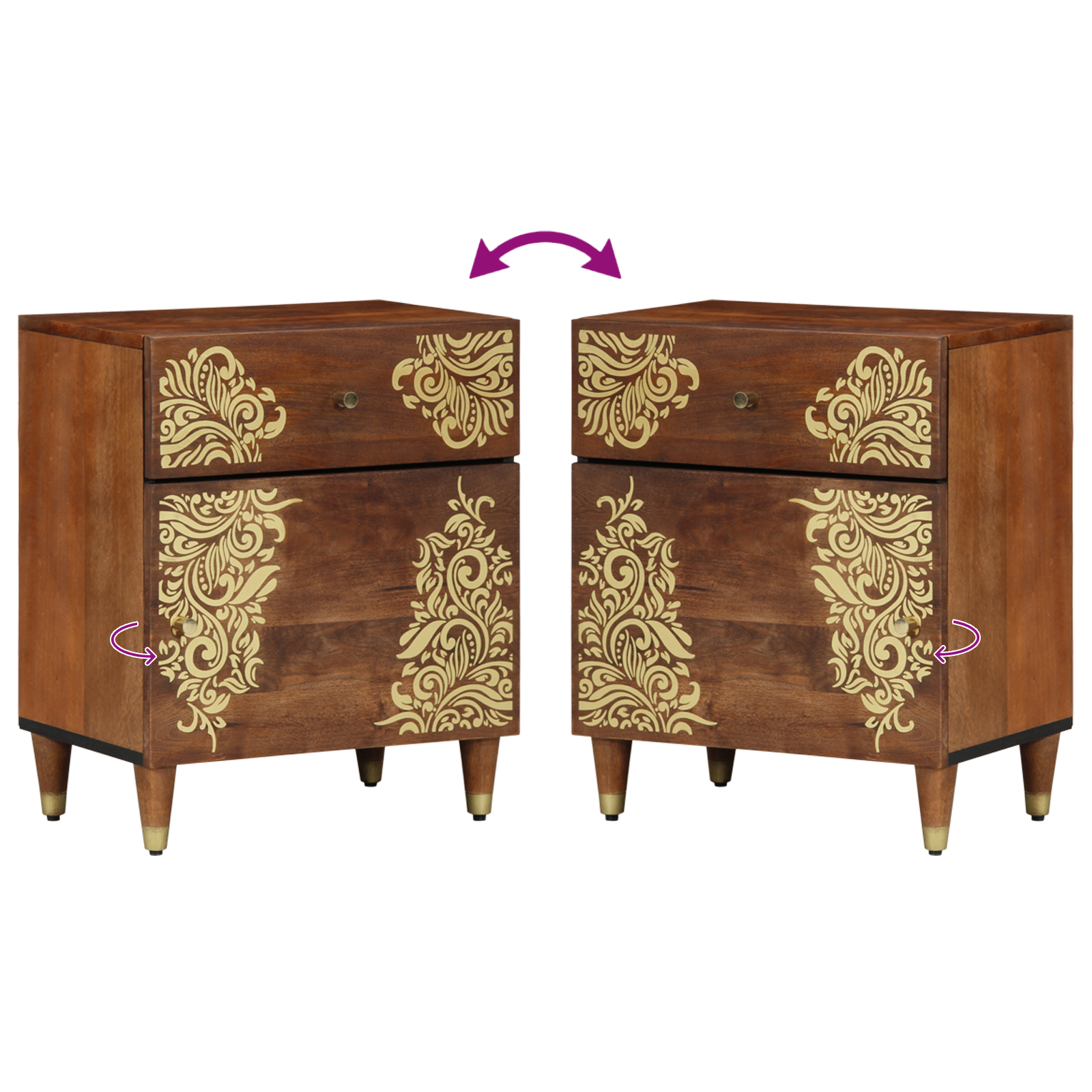 Bedside Table Honey brown Solid wood 50 x 33 x 60 cm Durable - Image 10