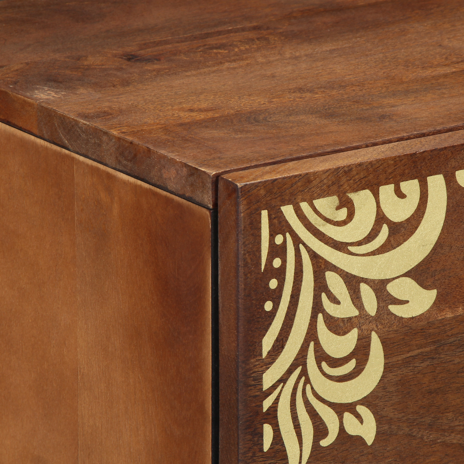 Bedside Table Honey brown with gold decorative patterns - Image 6