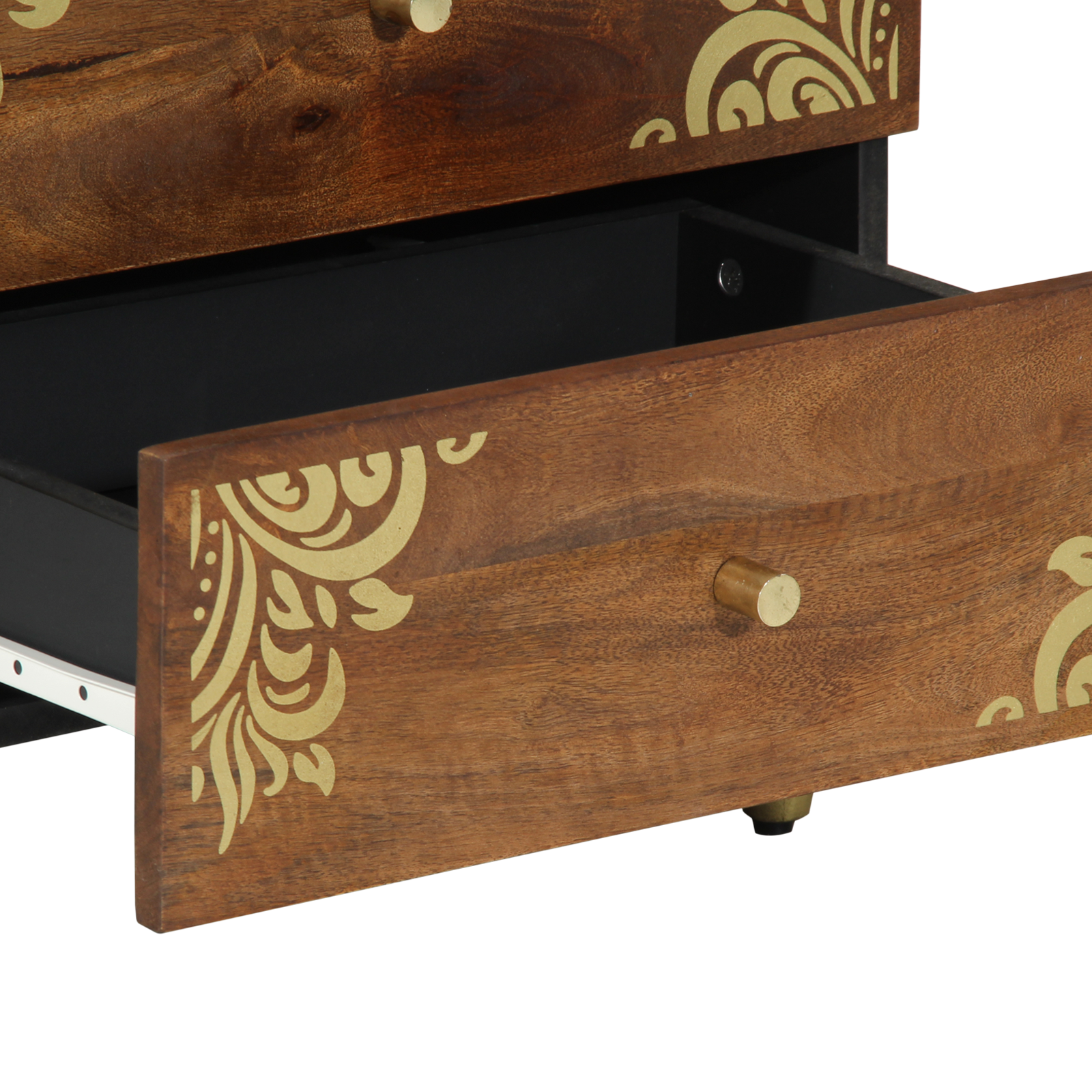 Bedside Table Honey brown with gold decorative patterns - Image 7