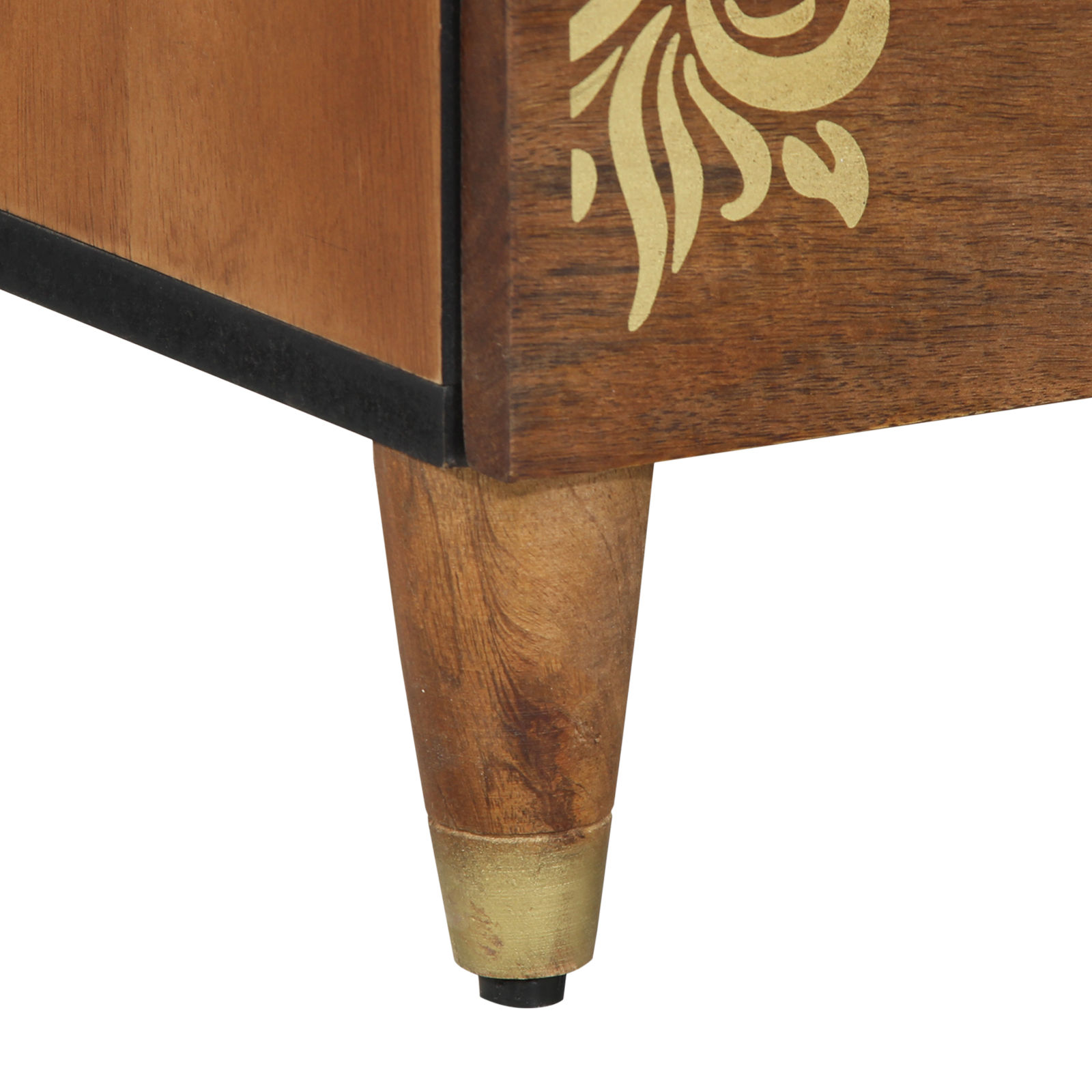 Bedside Table Honey brown with gold decorative patterns - Image 8