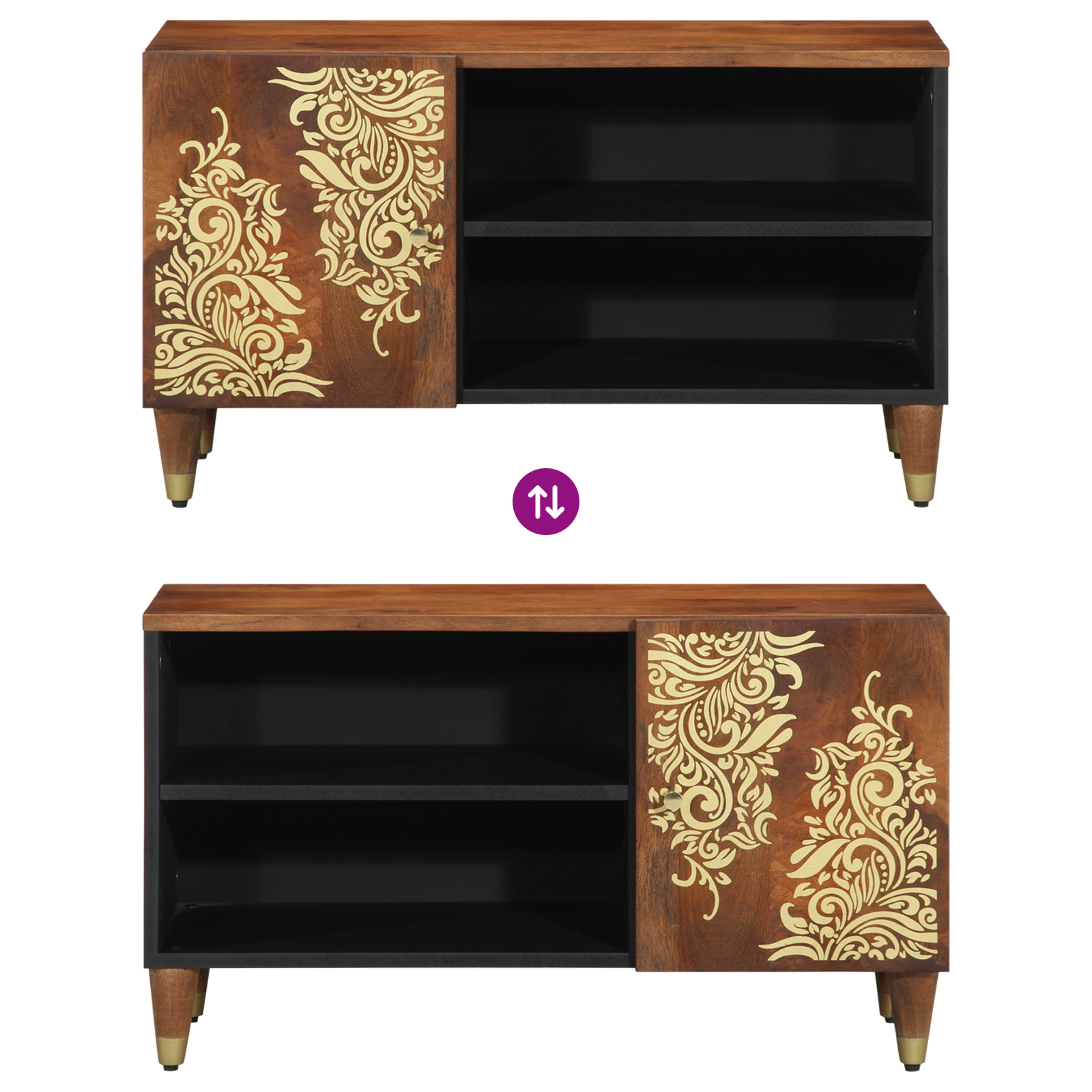 TV Cabinet Honey brown Solid mango wood, Engineered wood - Image 10