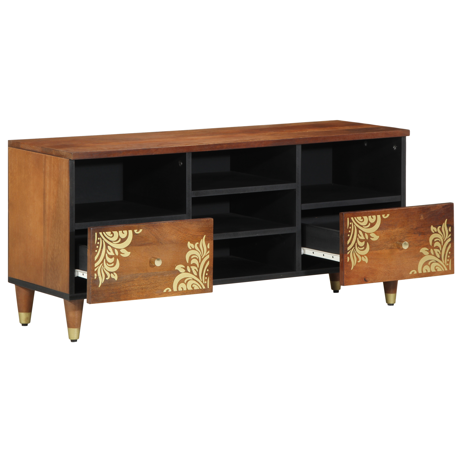TV Cabinet 100x33x46 cm Solid Wood Mango - Image 2