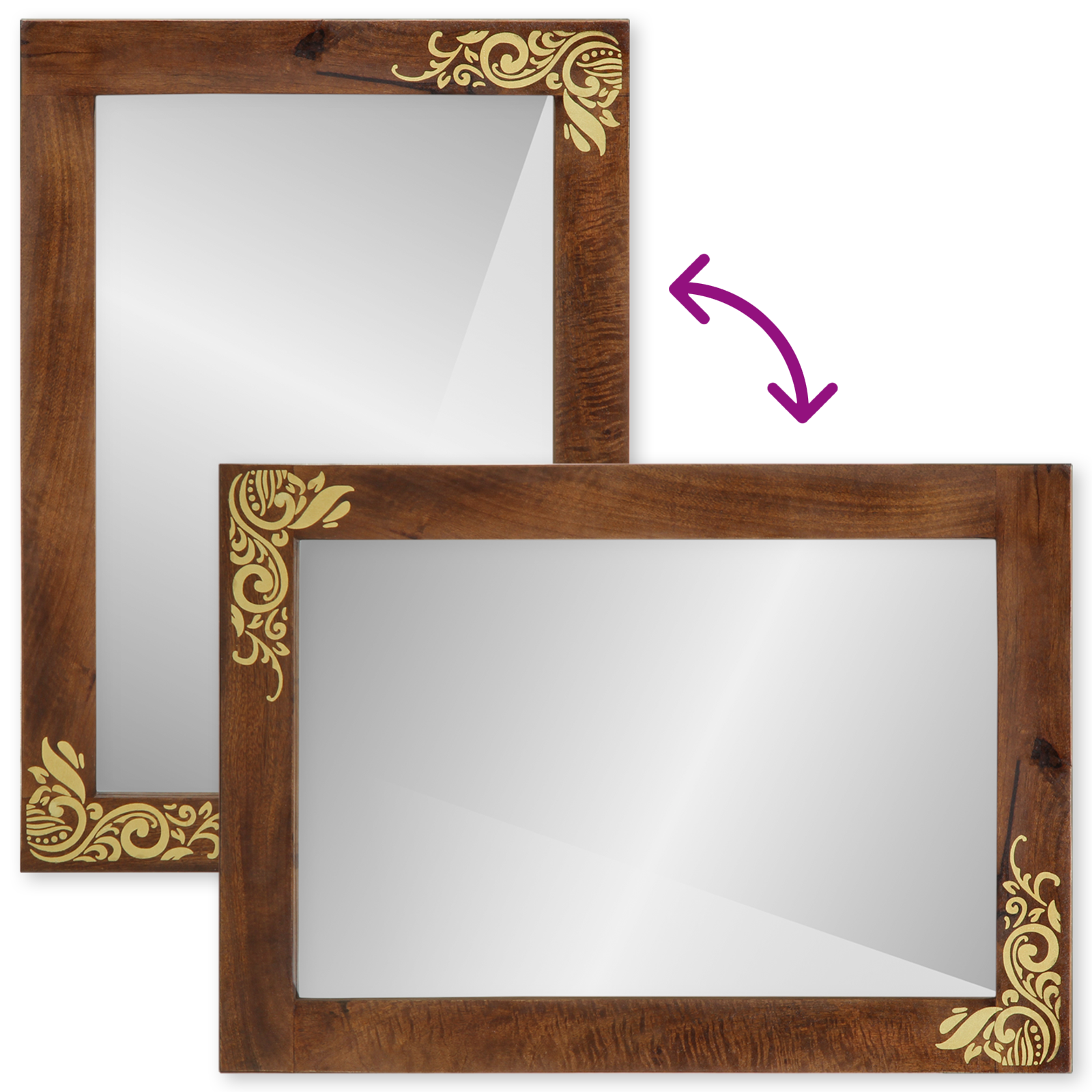 Bathroom Mirror 50x70x3 cm Solid Wood Mango - Image 9