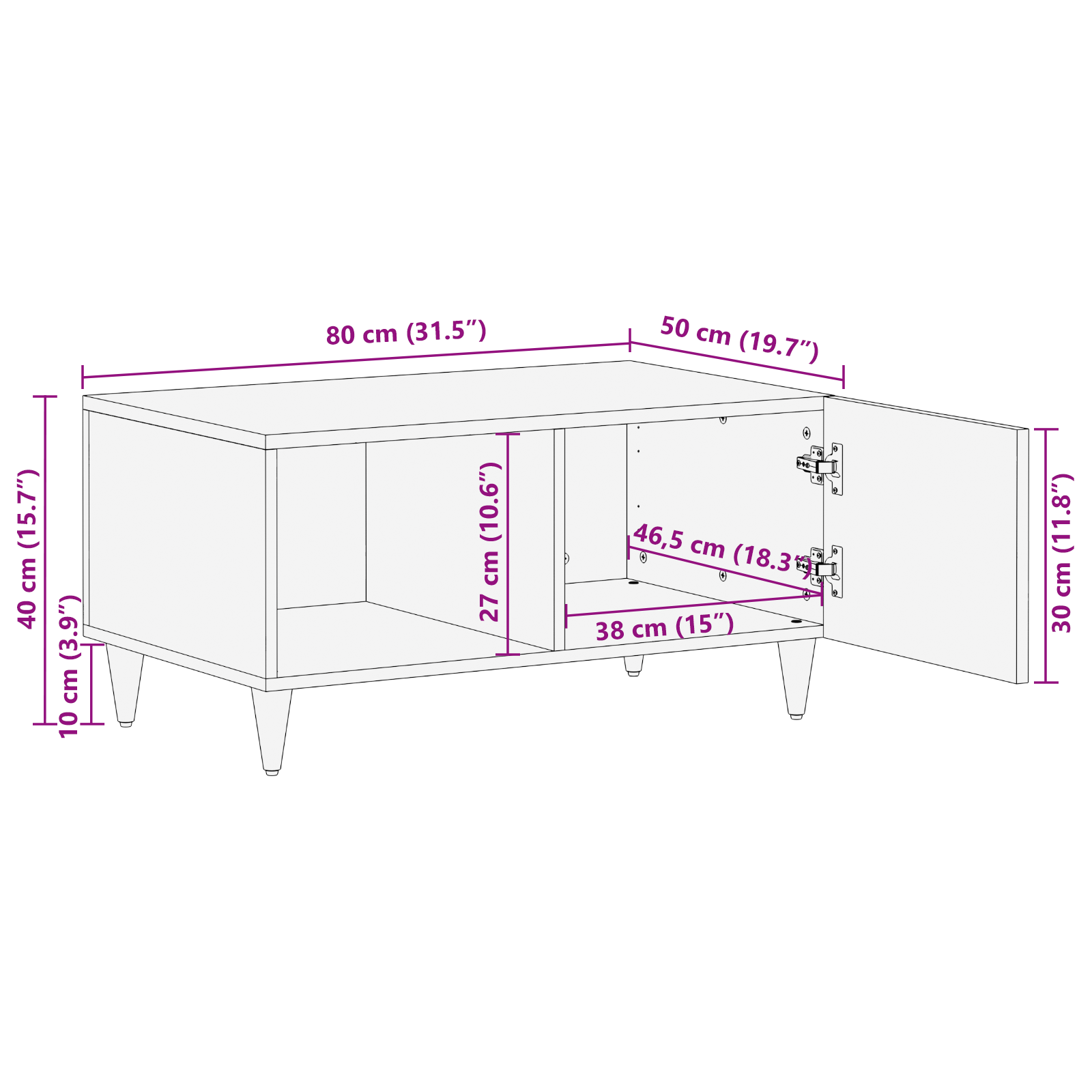 Salontafel 80 x 50 x 40 cm Massief Mango Hout