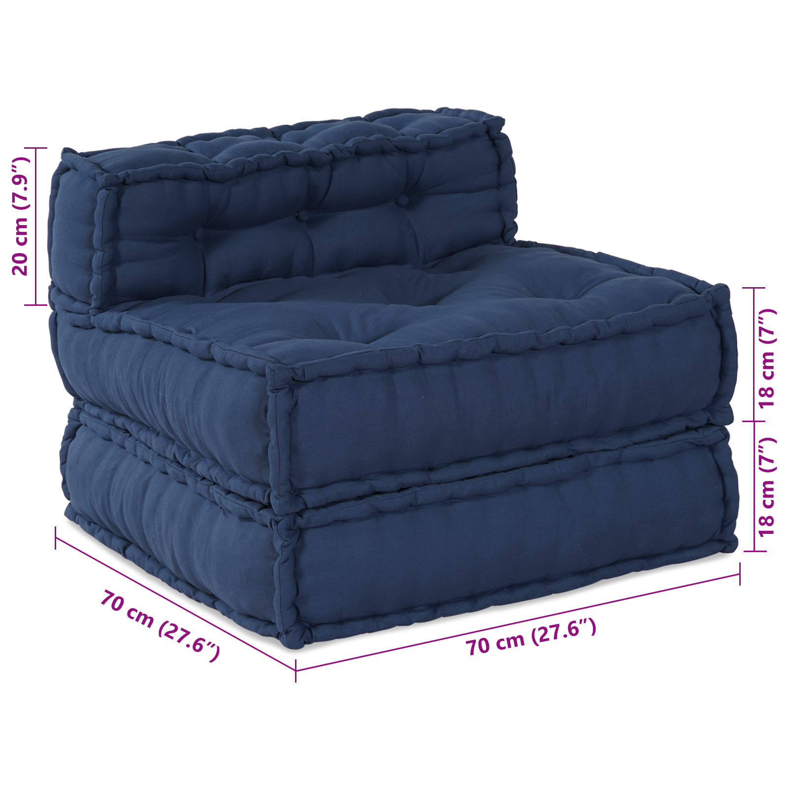 Modular Pouffe Indigo 70x70x54 Fabric - Image 11