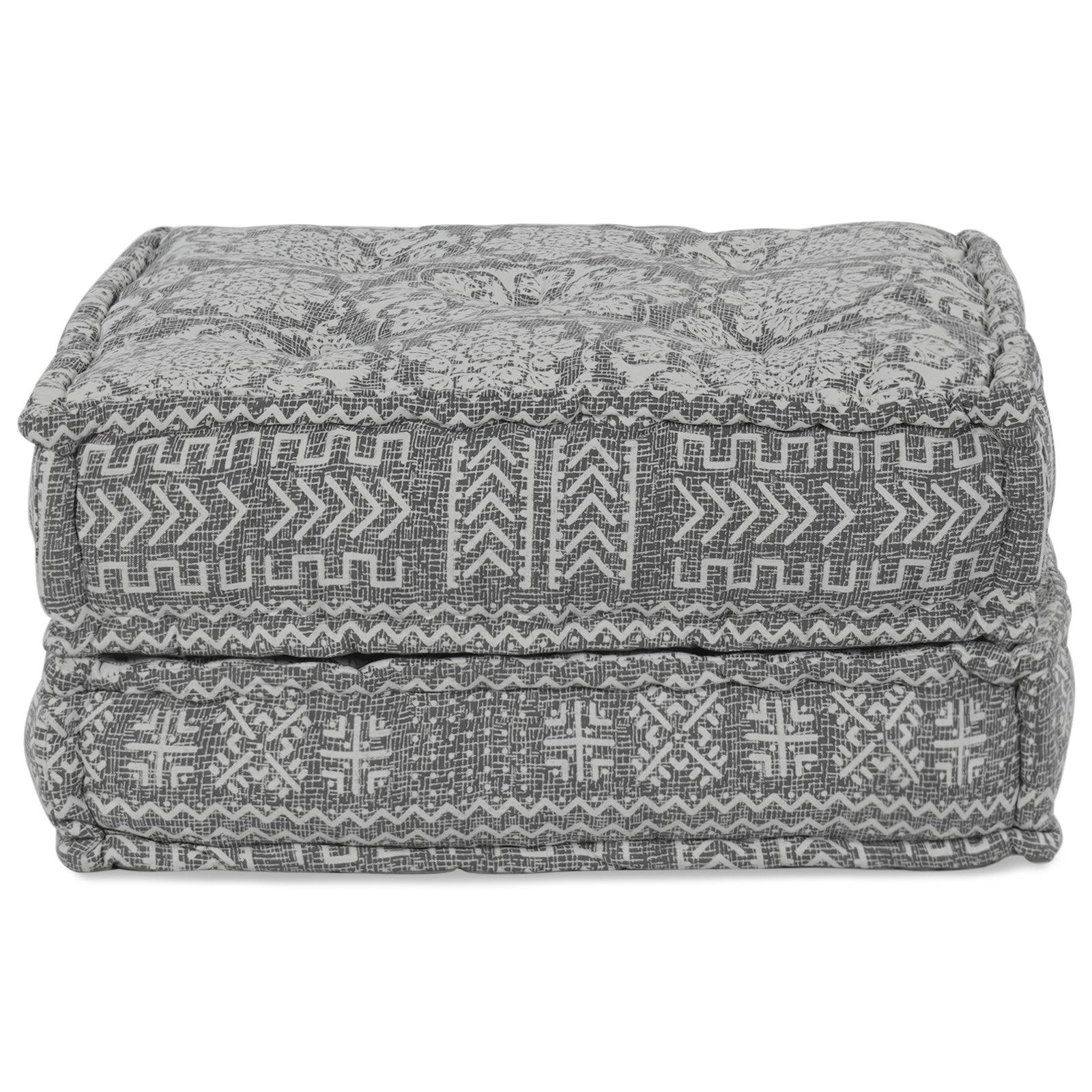 Modular Pouffe Light Grey 70x70x36 Fabric - Image 3