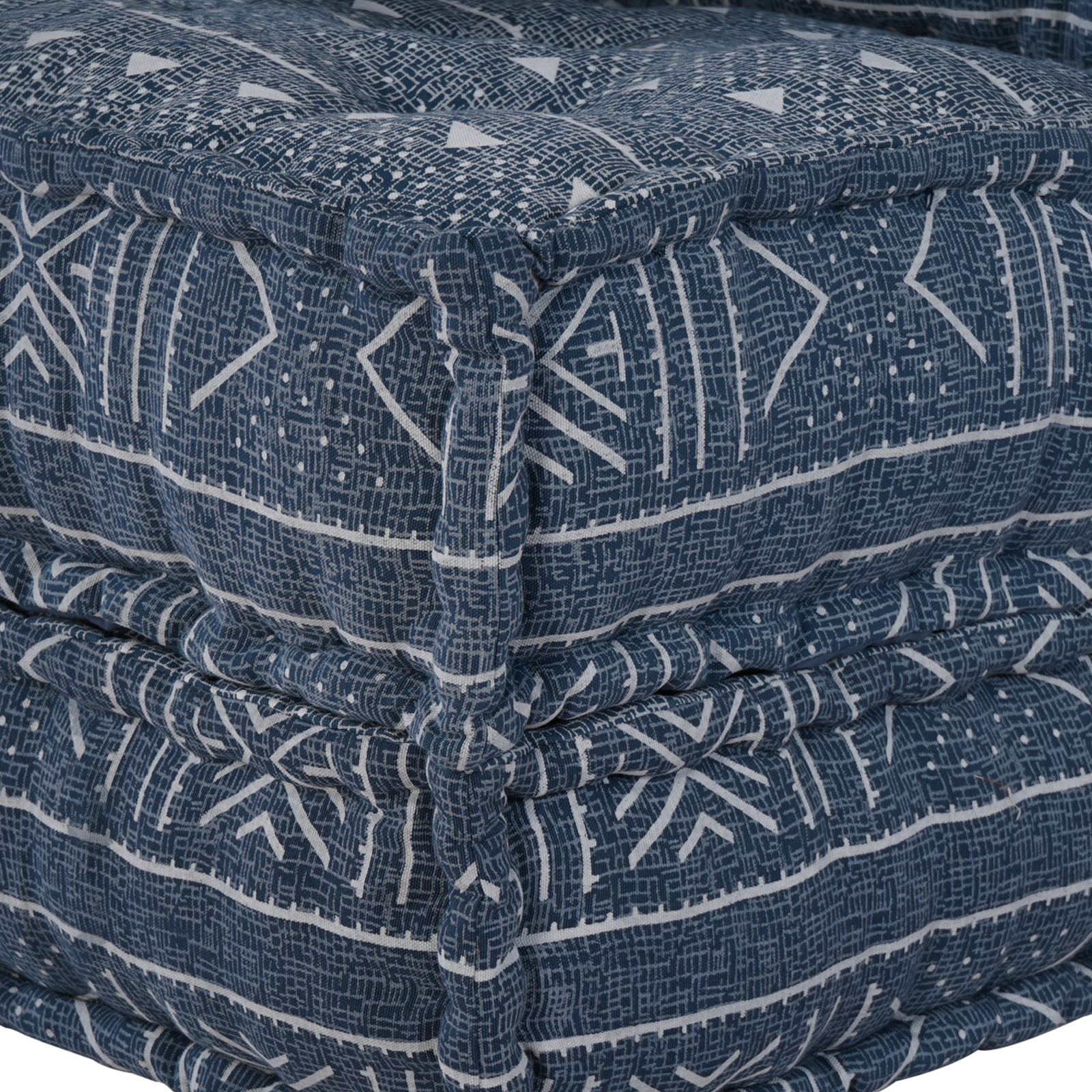 Pouffe Indigo Fabric (100% cotton) 70 x 70 x 54 cm Cotton Pouffe - Image 8