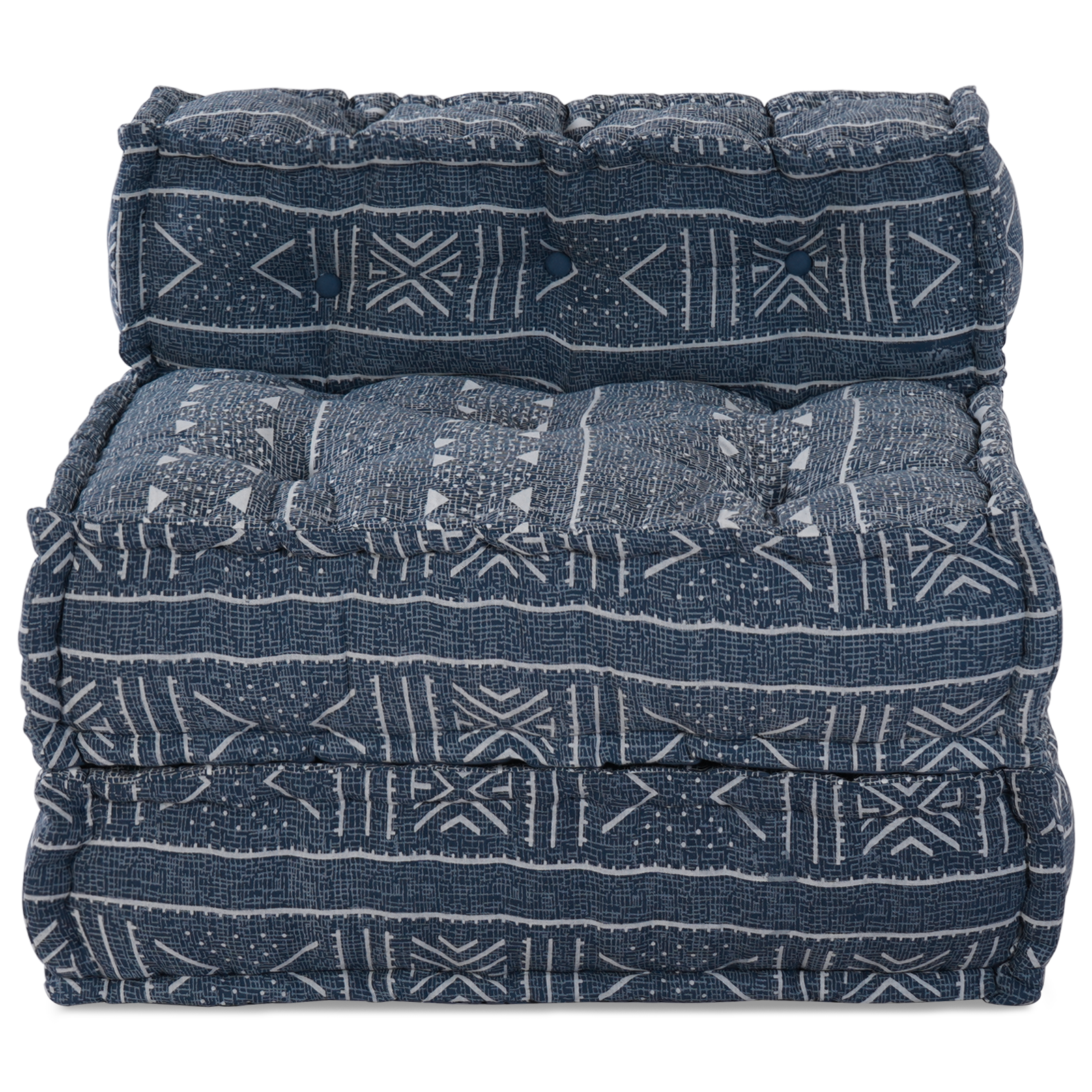 Pouffe Indigo Fabric (100% cotton) 70 x 70 x 54 cm Cotton Pouffe - Image 4