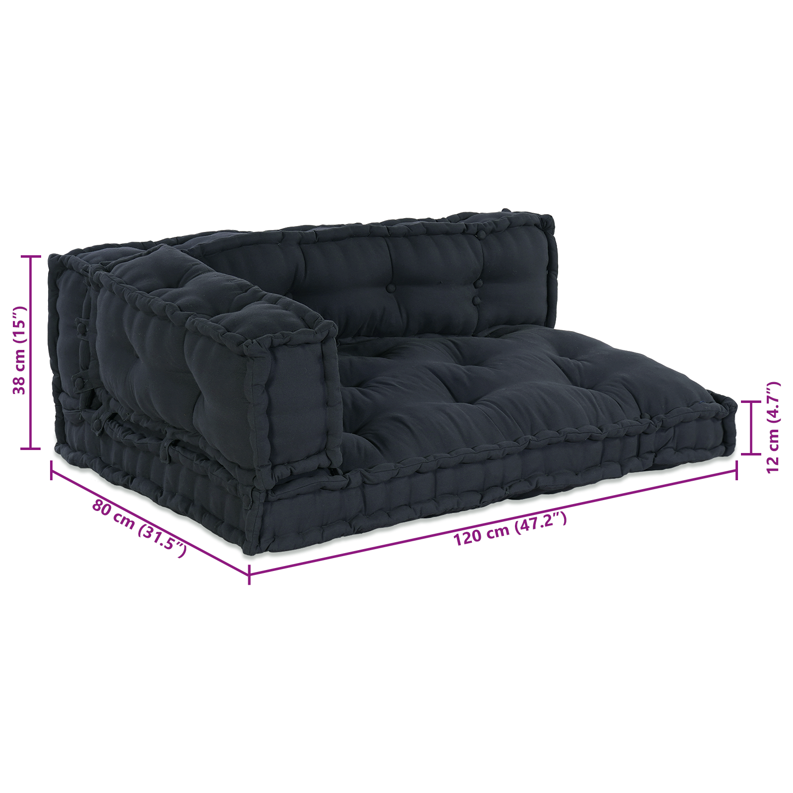 Pallet Sofa Cushion with Arm and Back Support - Anthracite Fabric - Image 8