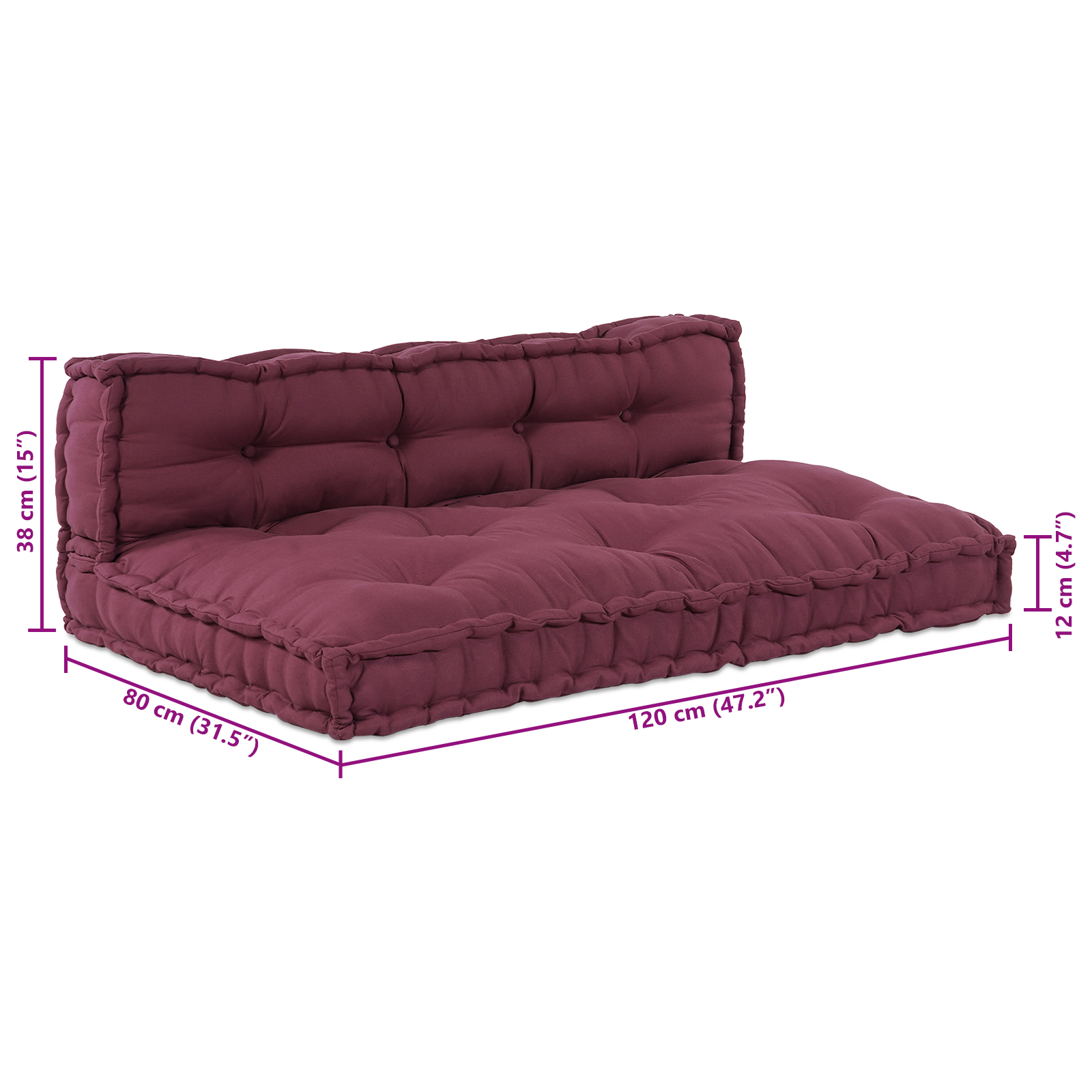 Pallet Sofa Cushion with Back Support - Red Fabric - Image 8