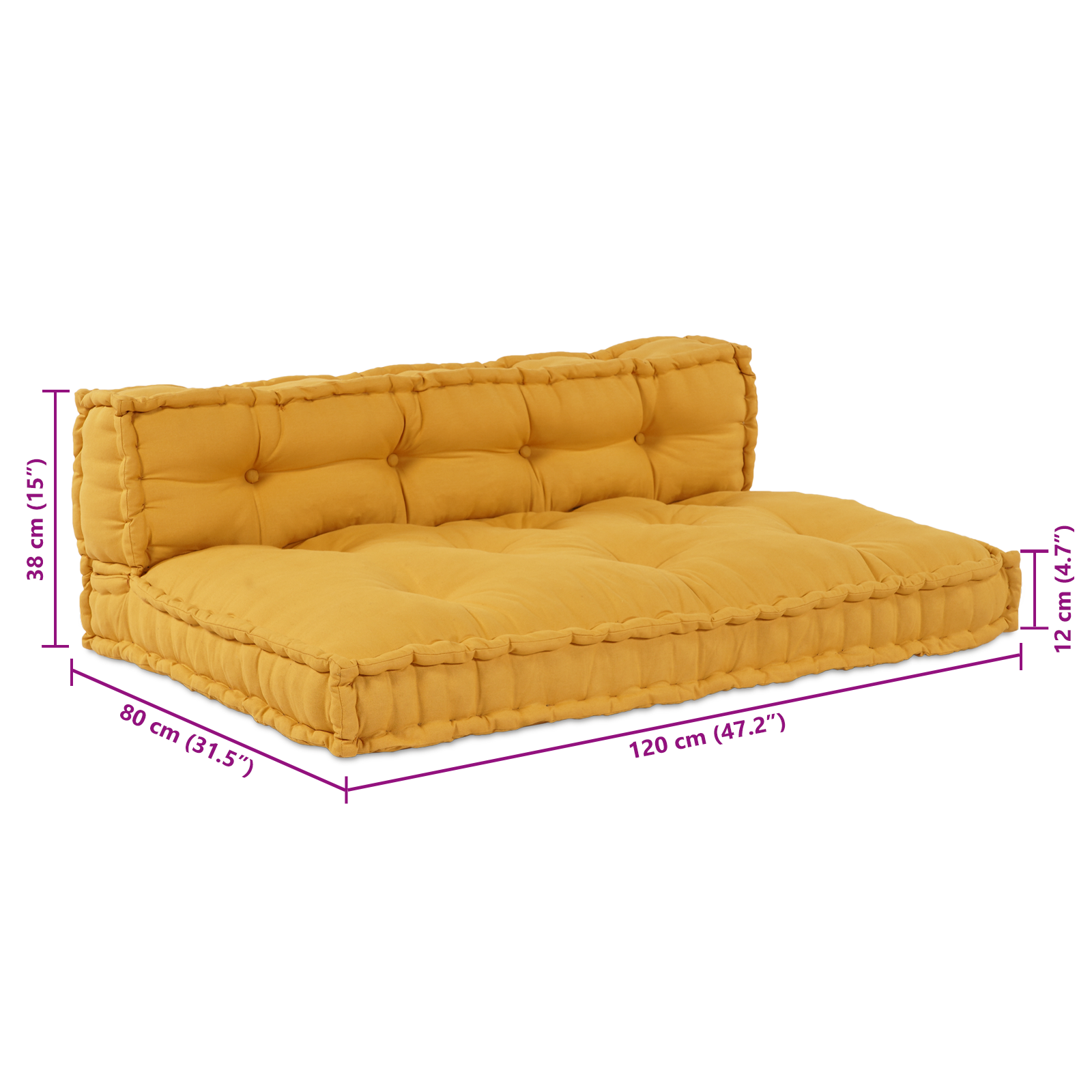 Yellow Fabric Pallet Sofa Cushion with Back Support - Image 8