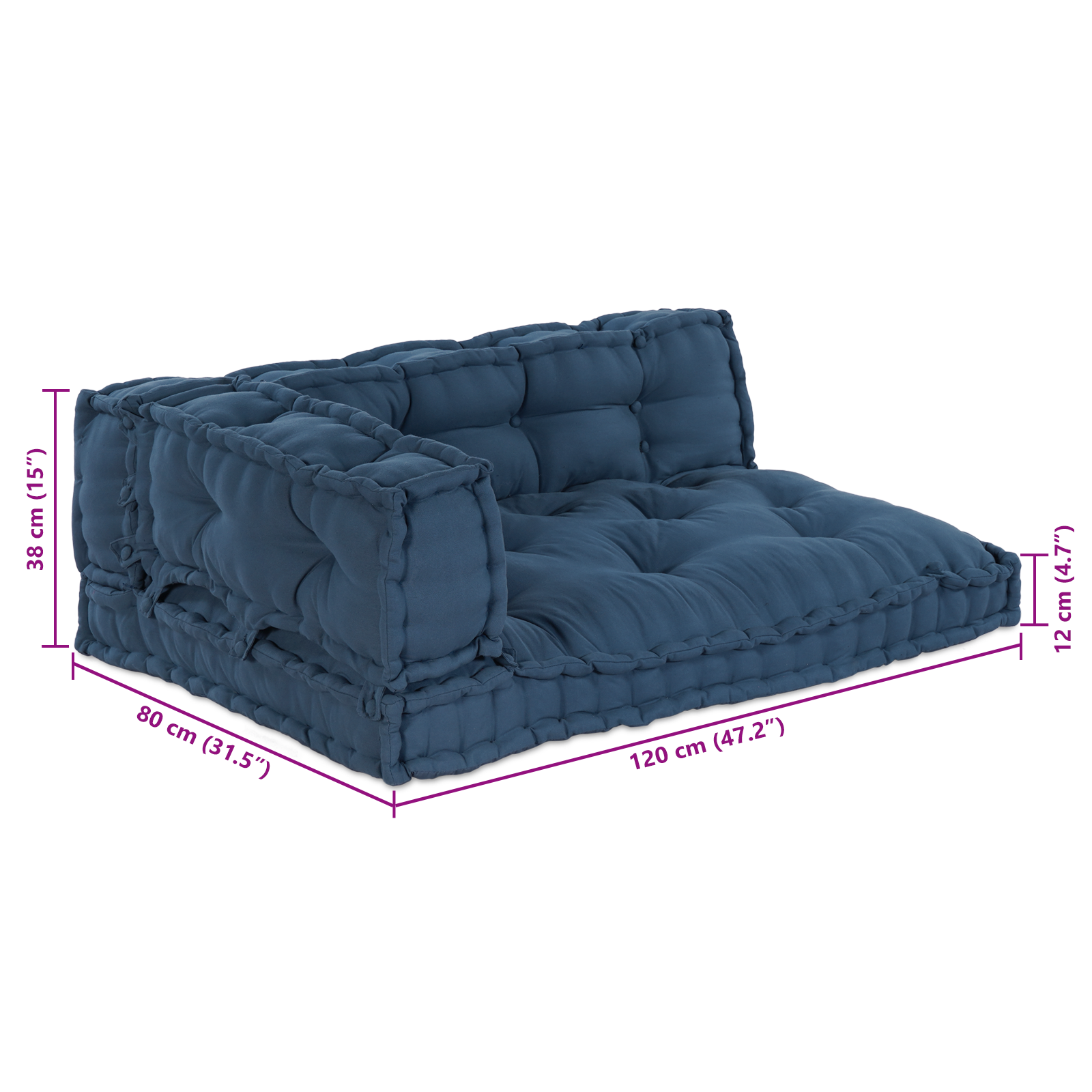 Pallet Sofa Cushion with Arm and Back Support - Blue Fabric - Image 8