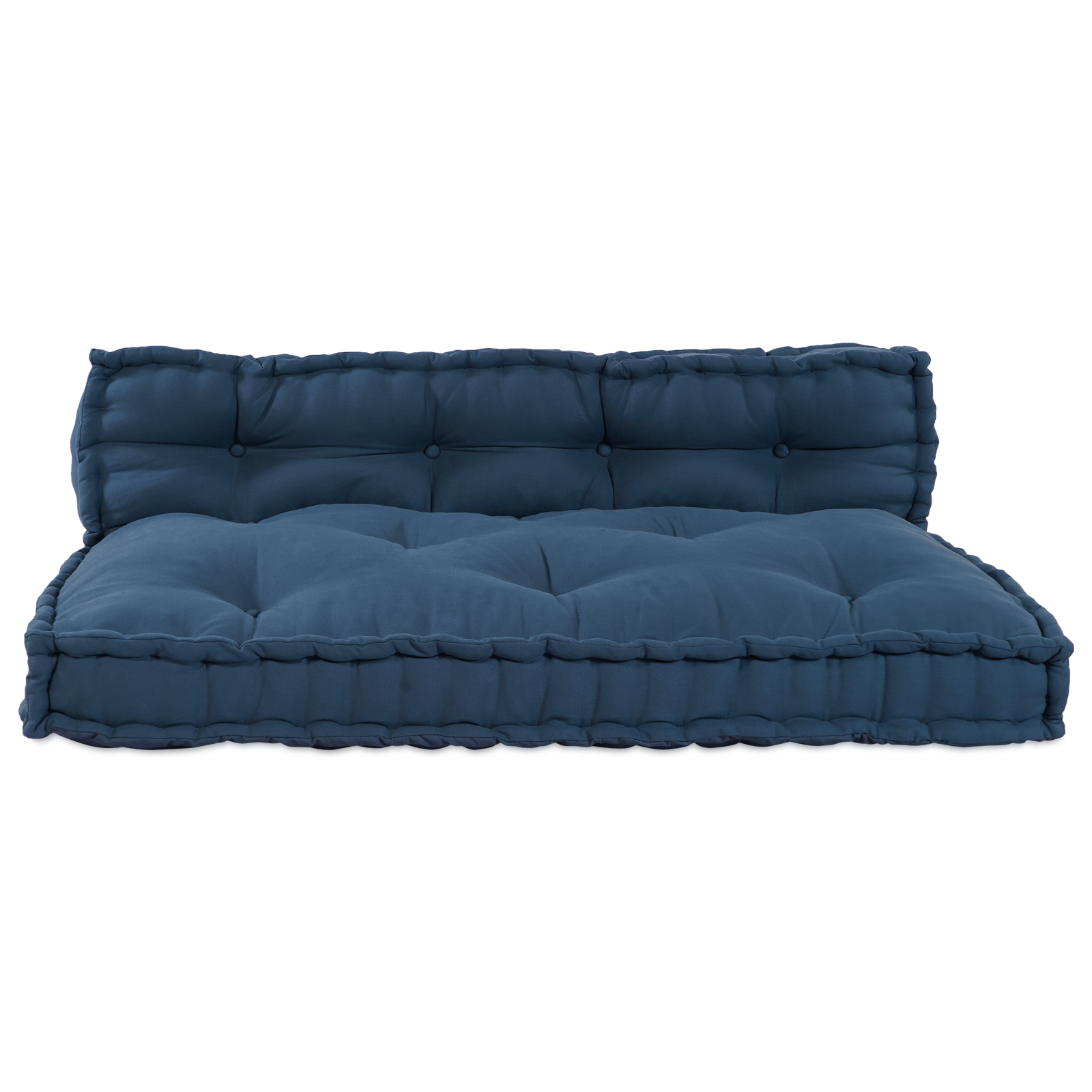 Pallet Sofa Cushion with Back Support Blue Fabric - Image 2