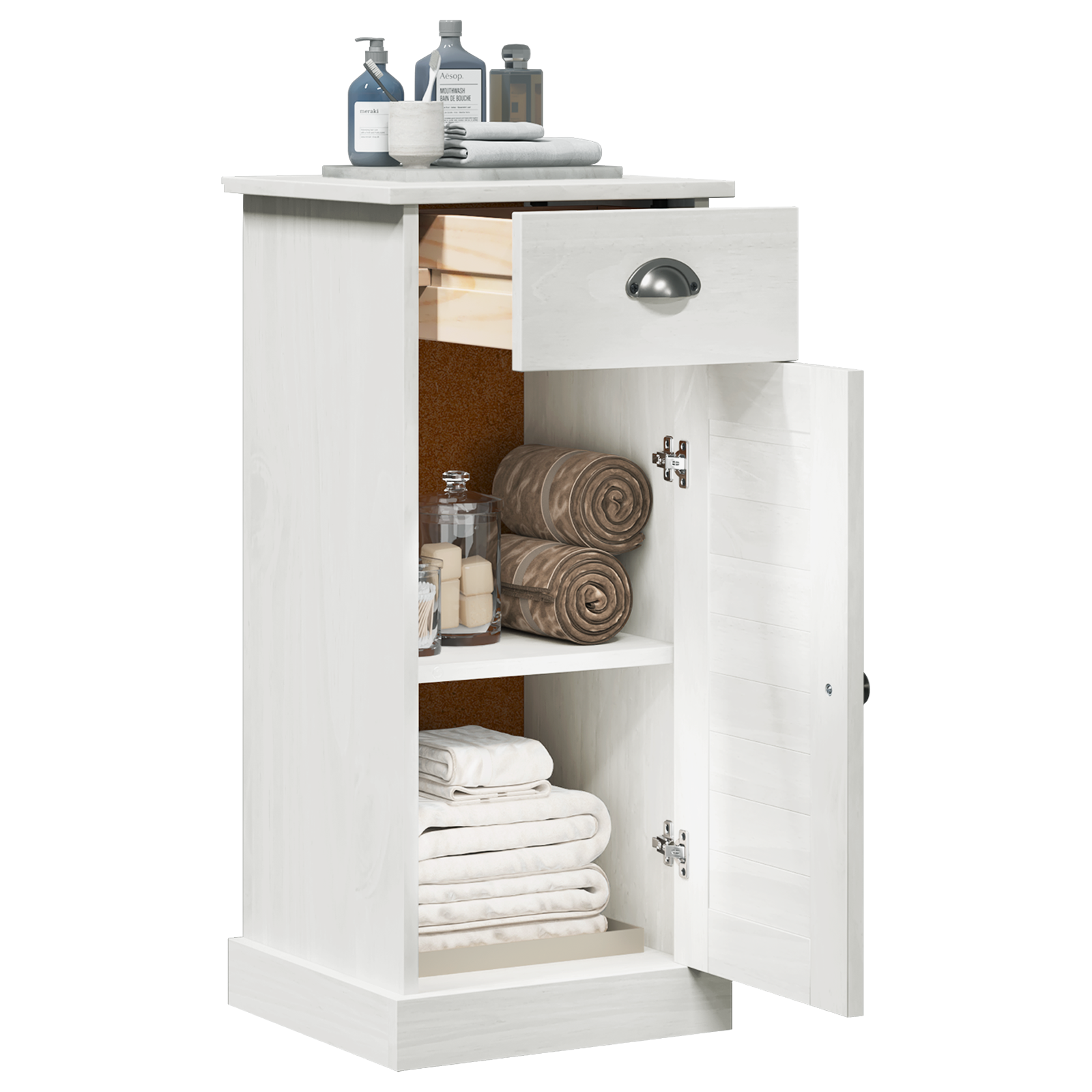 Bathroom Cabinet "VIGO" with Drawer 37x34x80 cm Solid Wood Pine - Image 3