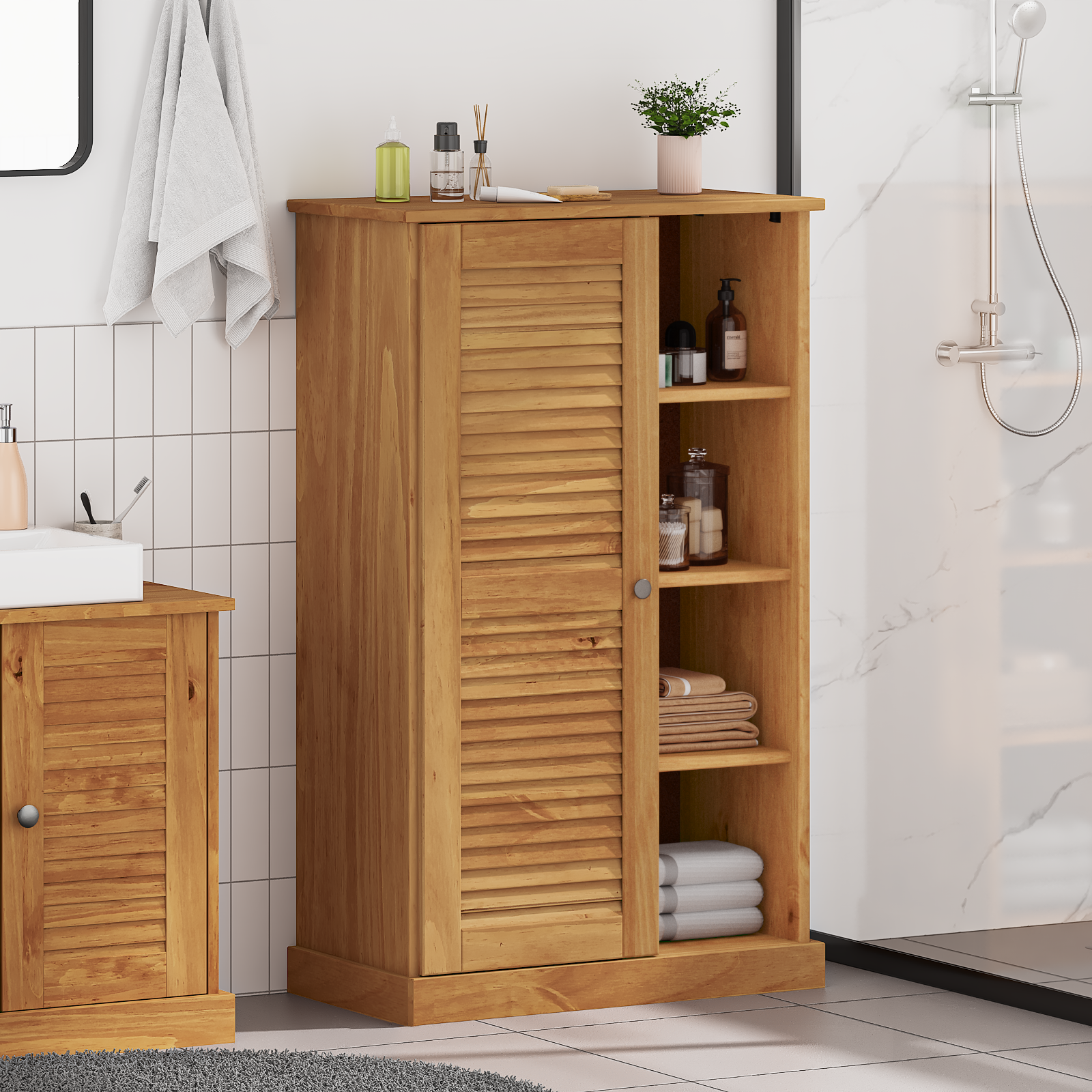 vidaXL Dulap de Baie maro miere 67.5 x 34 x 110 cm Lemn masiv de pin
