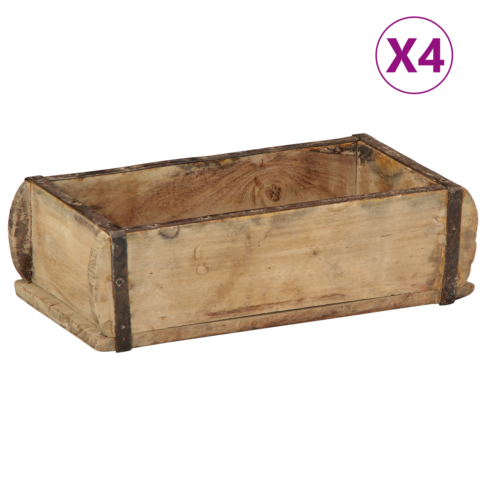 Dienbladen 4 stuks 30x15x9 cm Massief Hout Gerecycled
