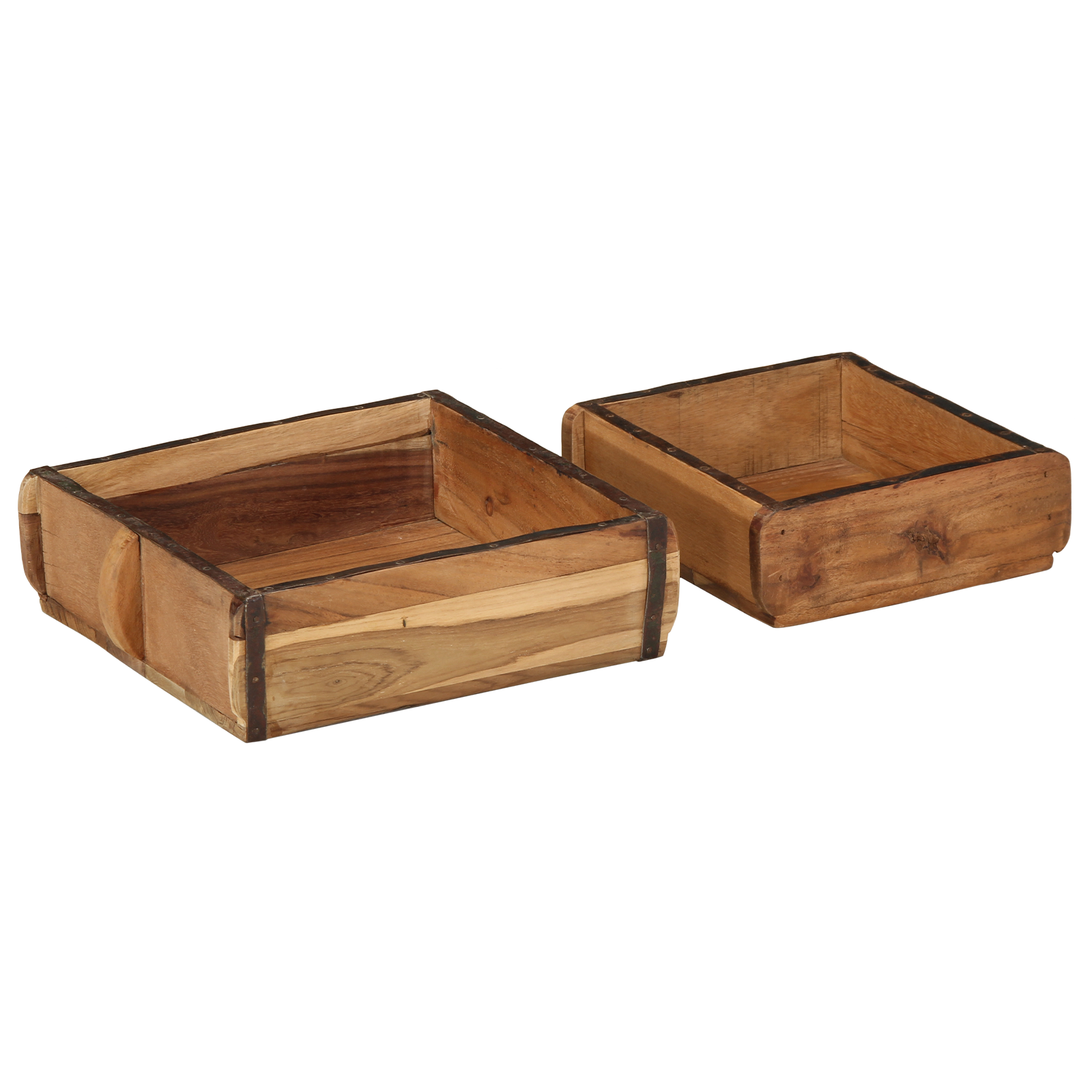 2 Piece Tray Set Solid Wood Reclaimed - Image 2