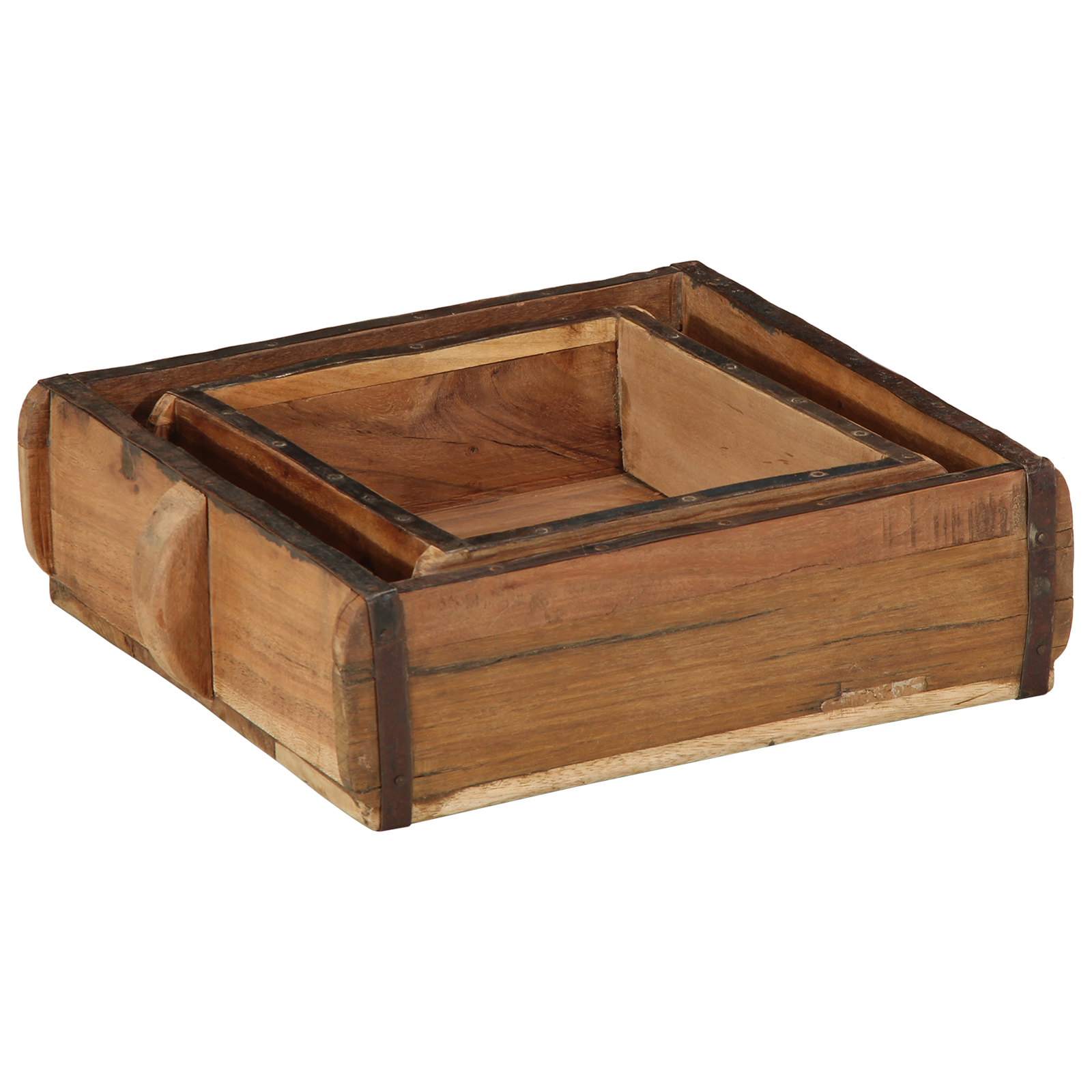 2 Piece Tray Set Solid Wood Reclaimed - Image 4