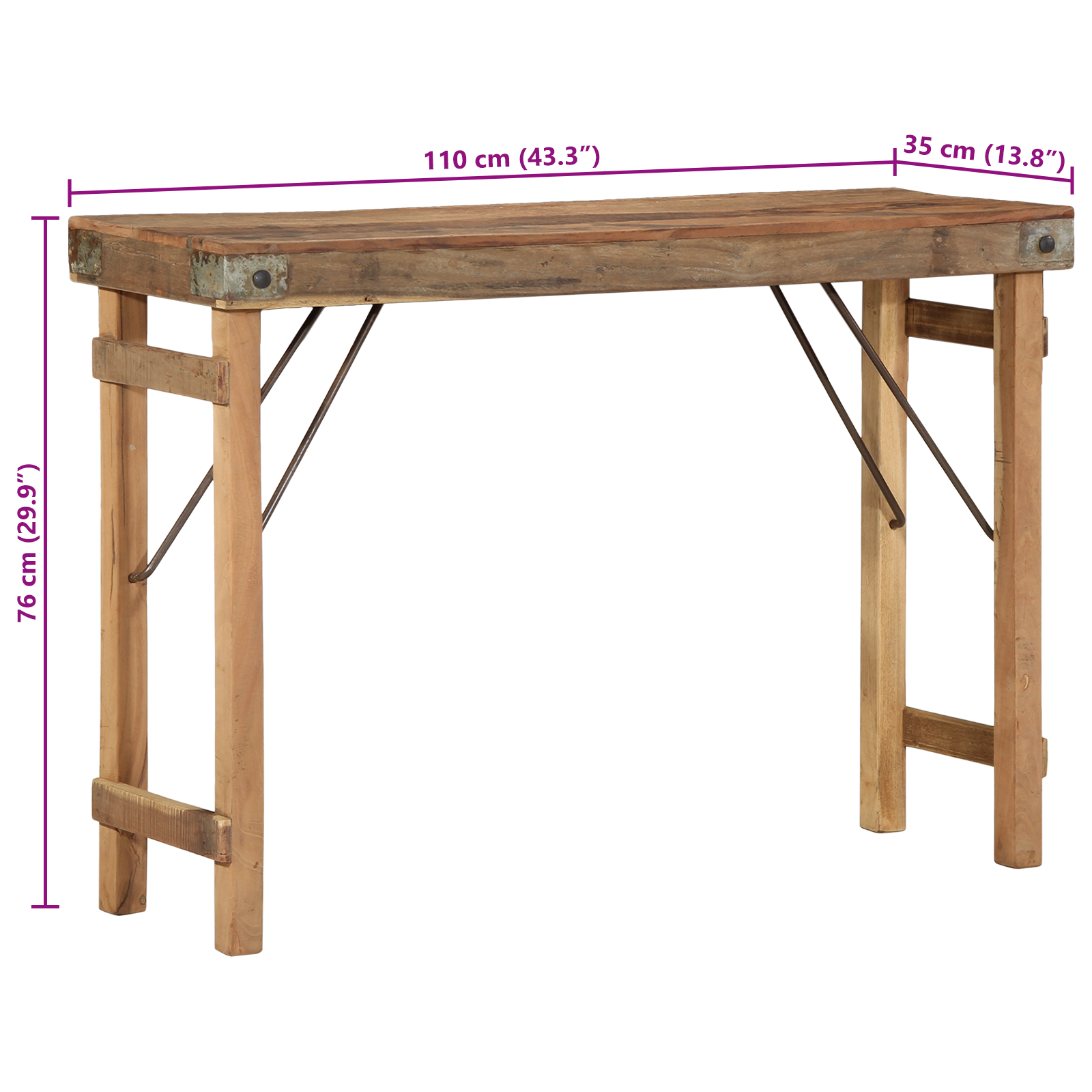 Console Table 110x35x76 cm Solid Wood Reclaimed - Image 10