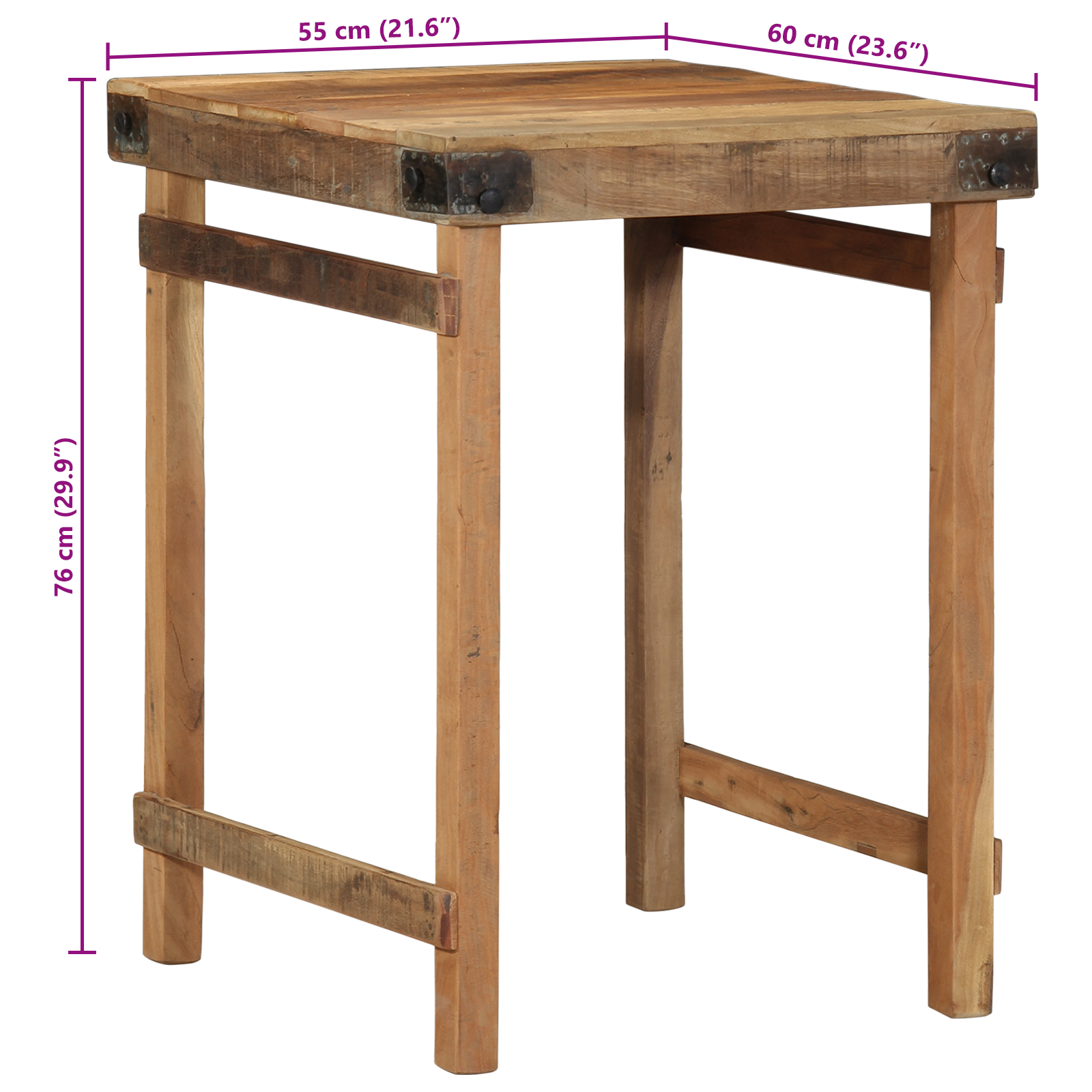 Dining Table 55x60x76 cm Solid Wood Reclaimed - Image 9