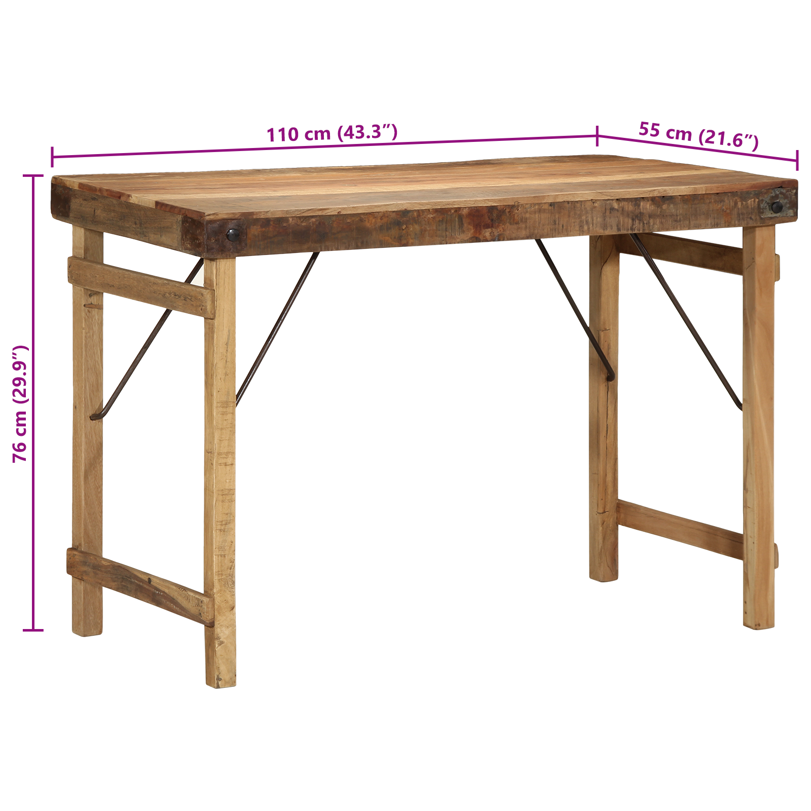 Dining Table 110x55x76 cm Solid Wood Reclaimed - Image 9