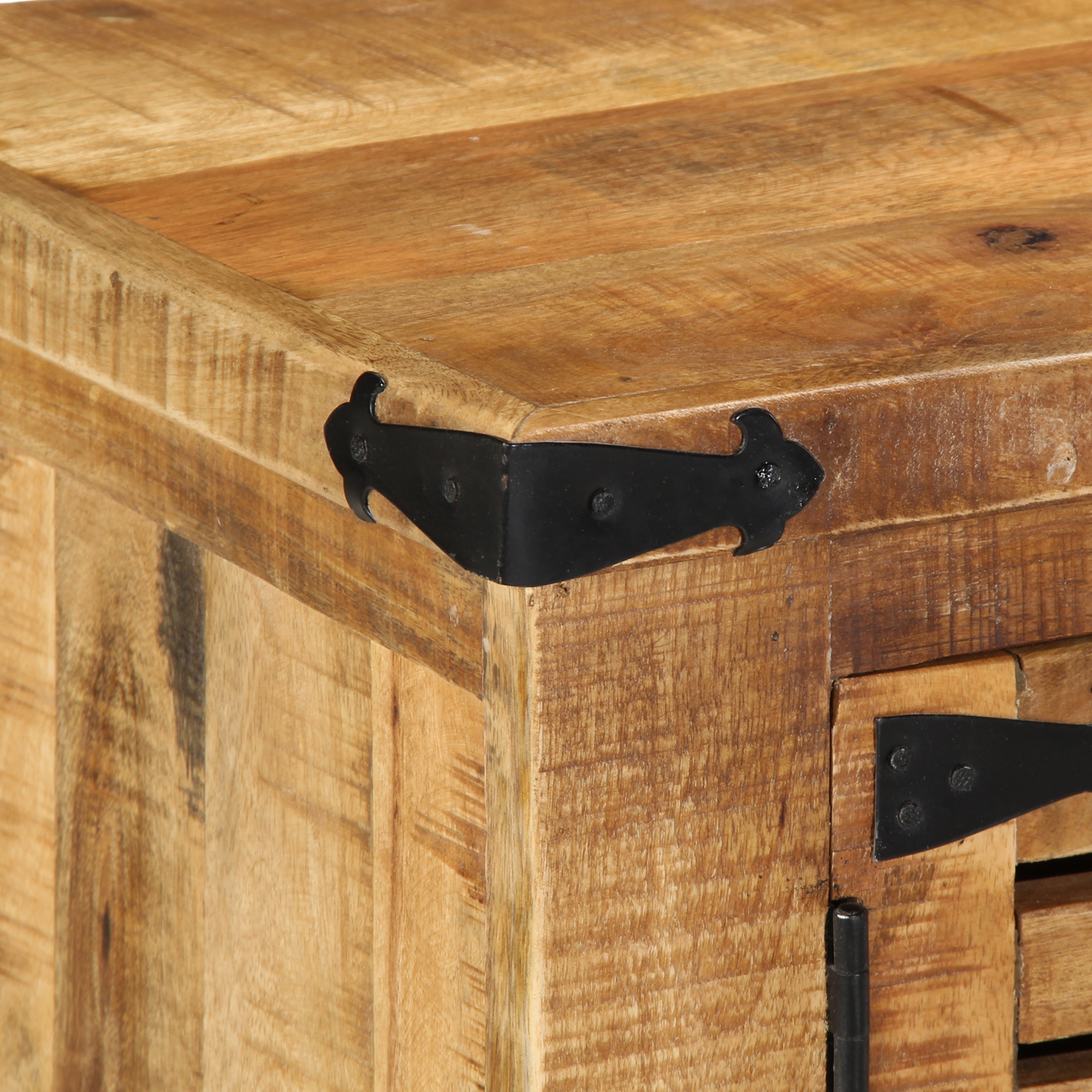 Shoe Bench 110x38x45 cm Solid Wood Rough Mango - Image 10