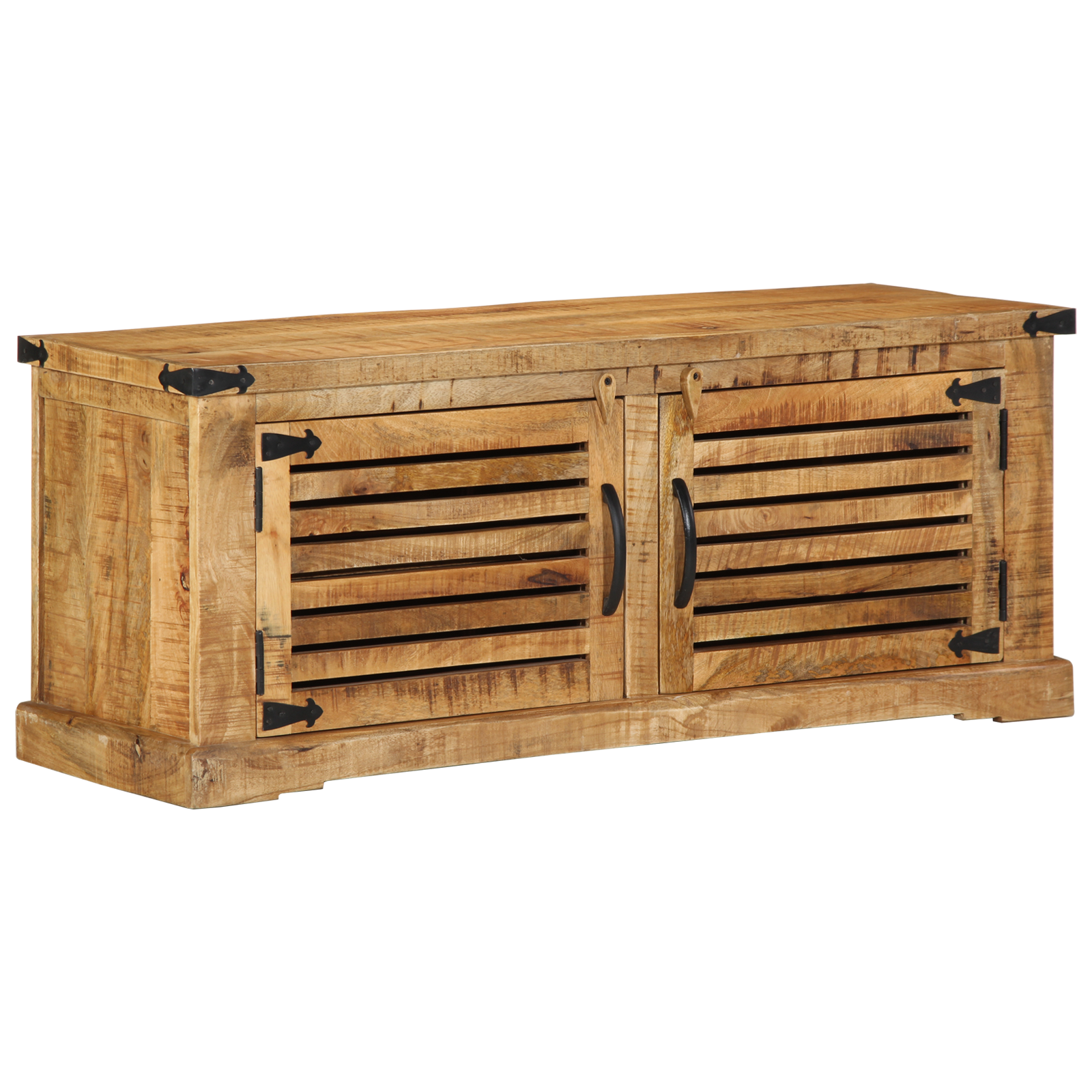 Schoenbank 110x38x45 cm Massief Hout Ruw Mango