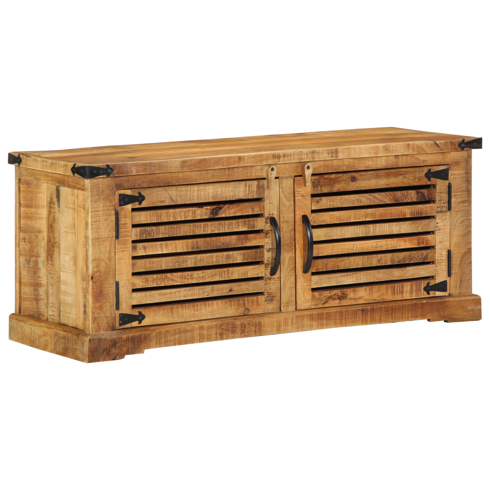 Shoe Bench 110x38x45 cm Solid Wood Rough Mango - Image 8