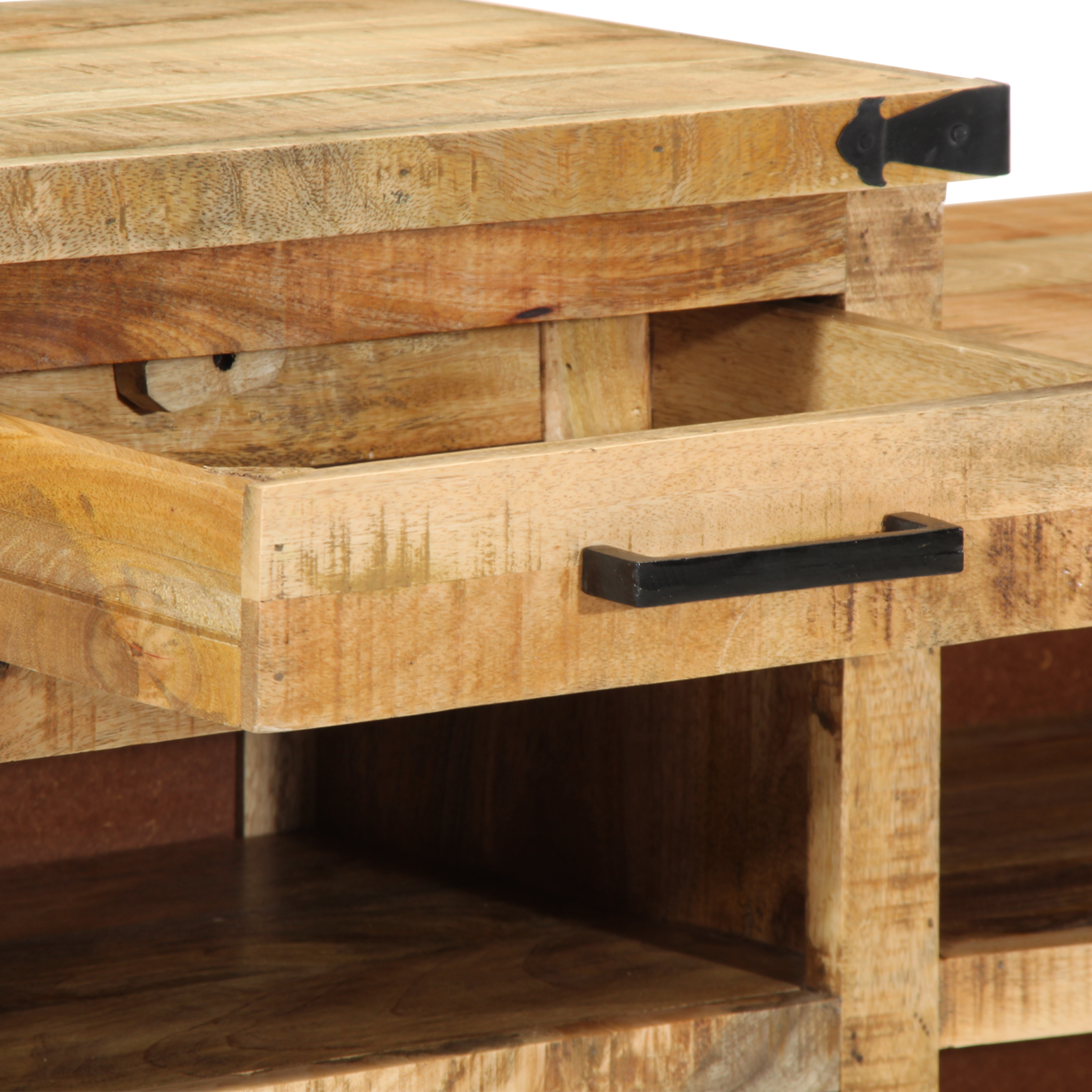 Shoe Bench 110x35x50 cm Solid Rough Wood Mango - Image 10