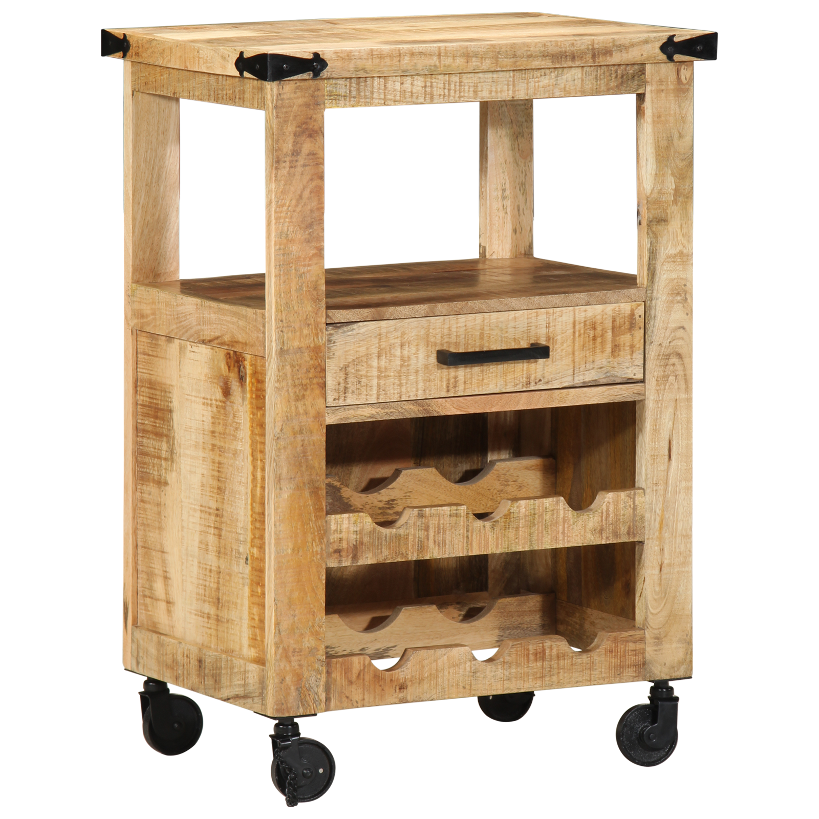 Keuken Trolley 55x40x80 cm Massief Ruw Mangohout