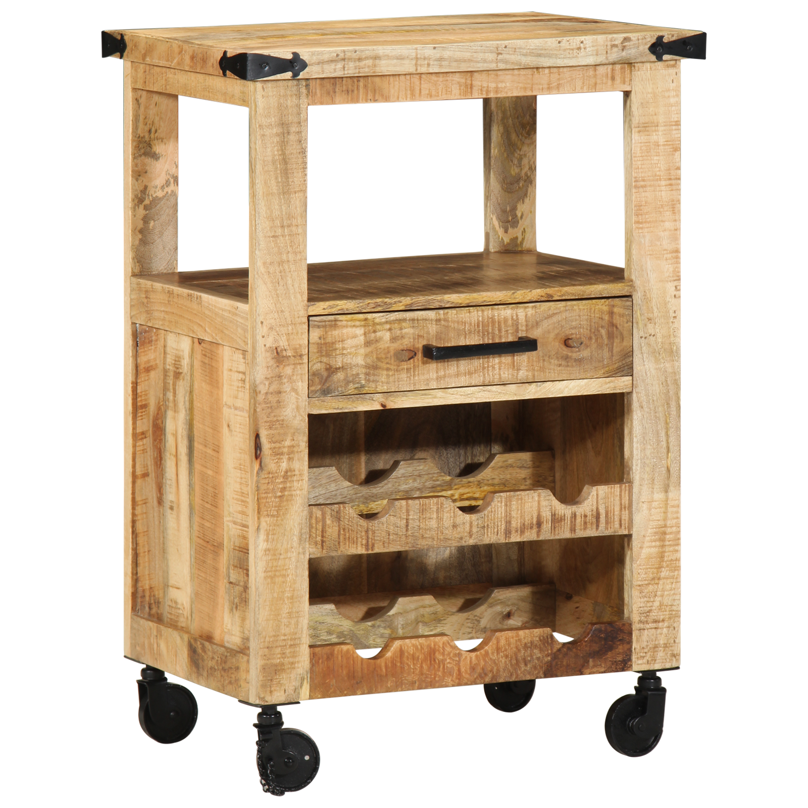 Kitchen Trolley 55x40x80 cm Solid Rough Wood Mango - Image 2