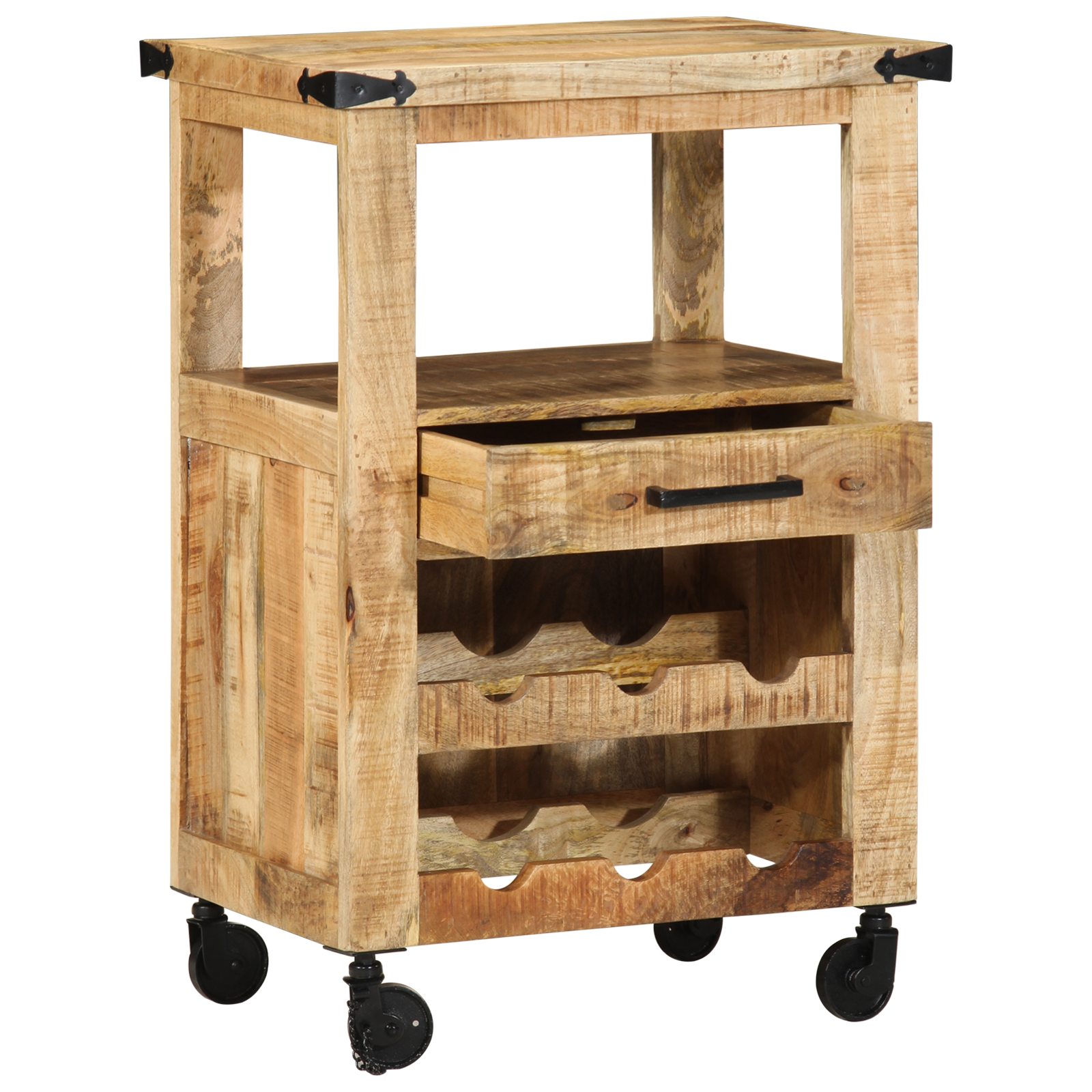 Kitchen Trolley 55x40x80 cm Solid Rough Wood Mango - Image 3
