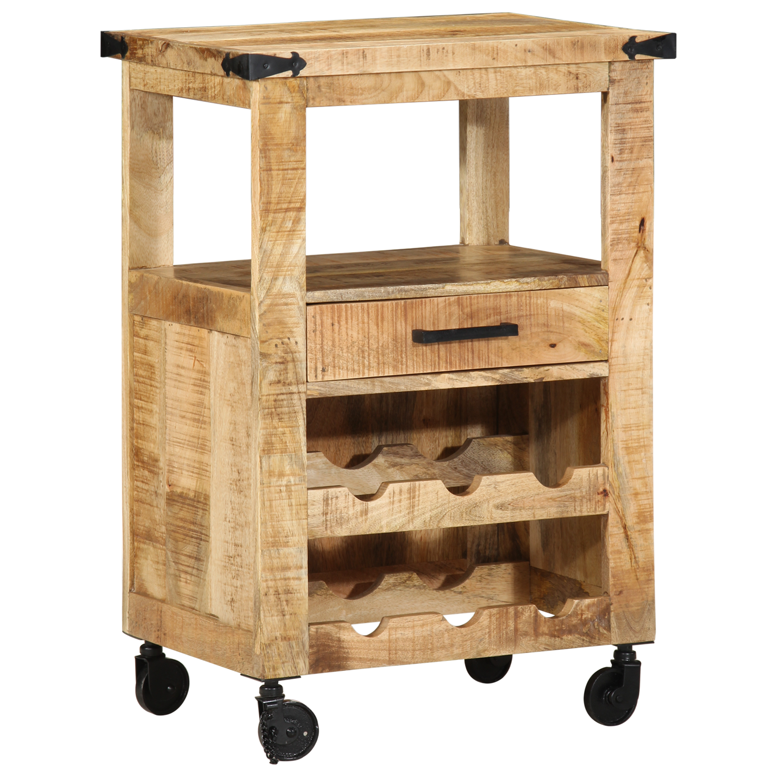 Kitchen Trolley 55x40x80 cm Solid Rough Wood Mango - Image 8