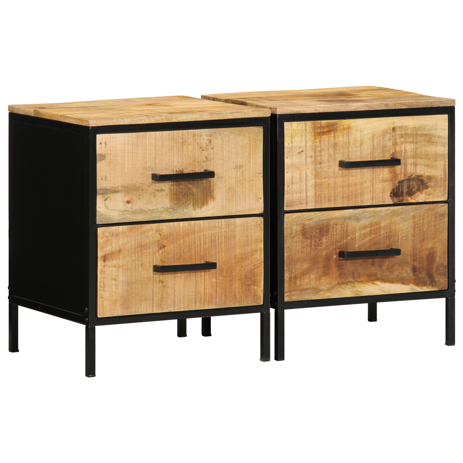 Nachttafels 2 stuks 40x35x50 cm Massief Hout Ruwe Mango