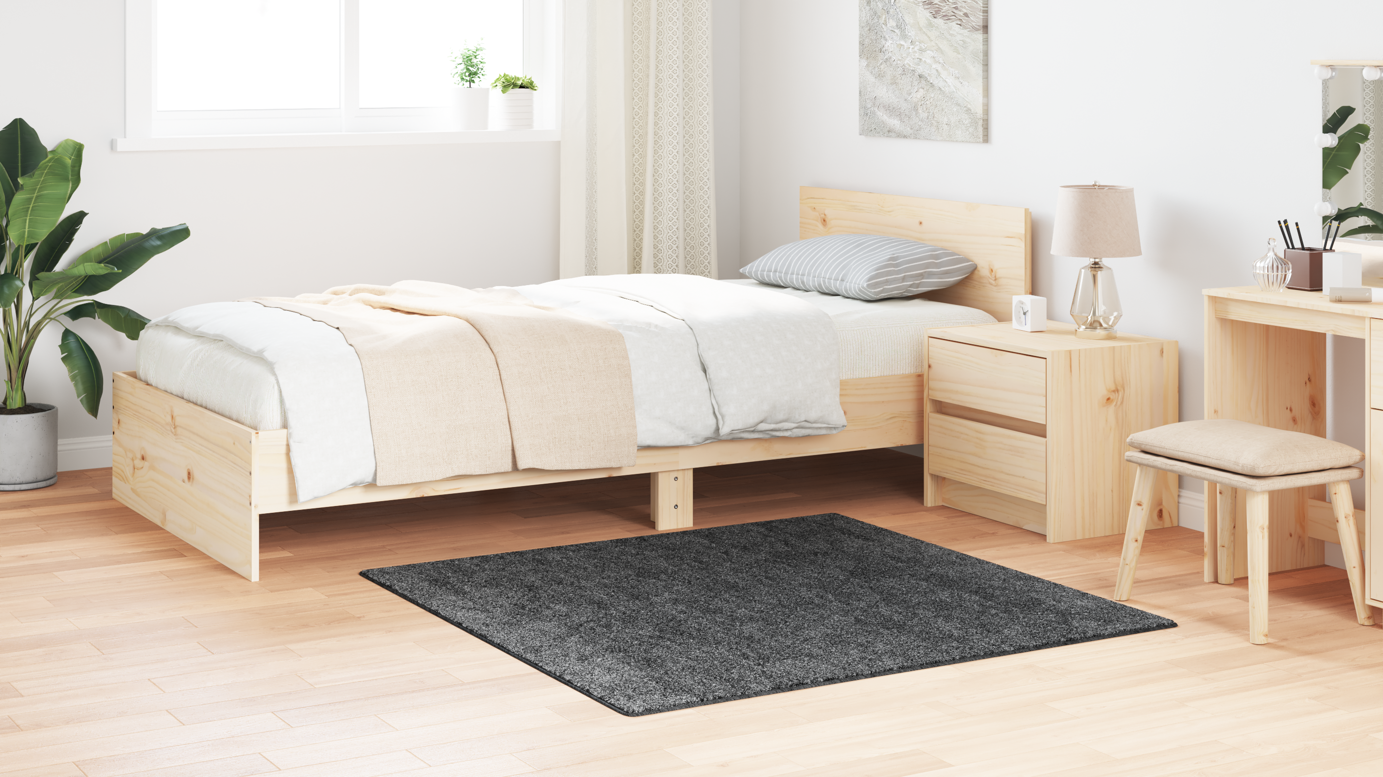 Shaggy Rug with Latex Backing Dark Grey 120x120 cm - Image 4