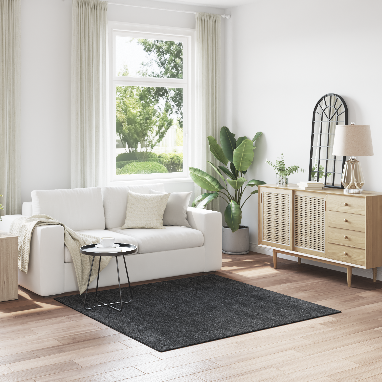 Shaggy Tapijt met Latex Onderkant Donkergrijs 160×160 cm