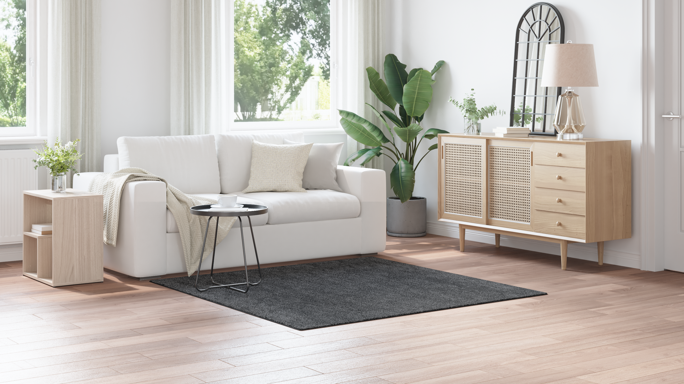 Shaggy Rug with Latex Backing Dark Grey 160x160 cm - Image 4