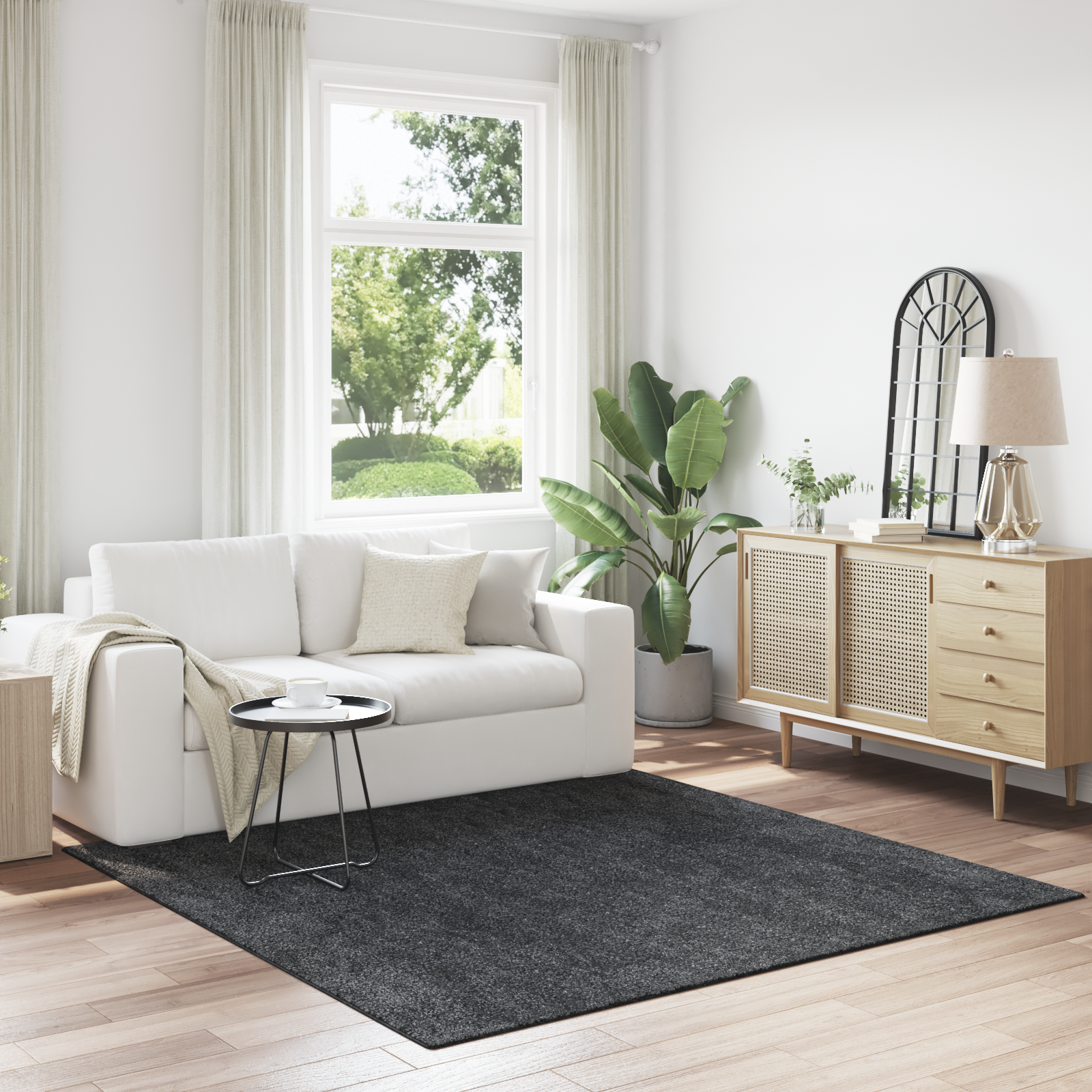 Shaggy Vloerkleed met Latex Achterkant Donkergrijs 200×200 cm